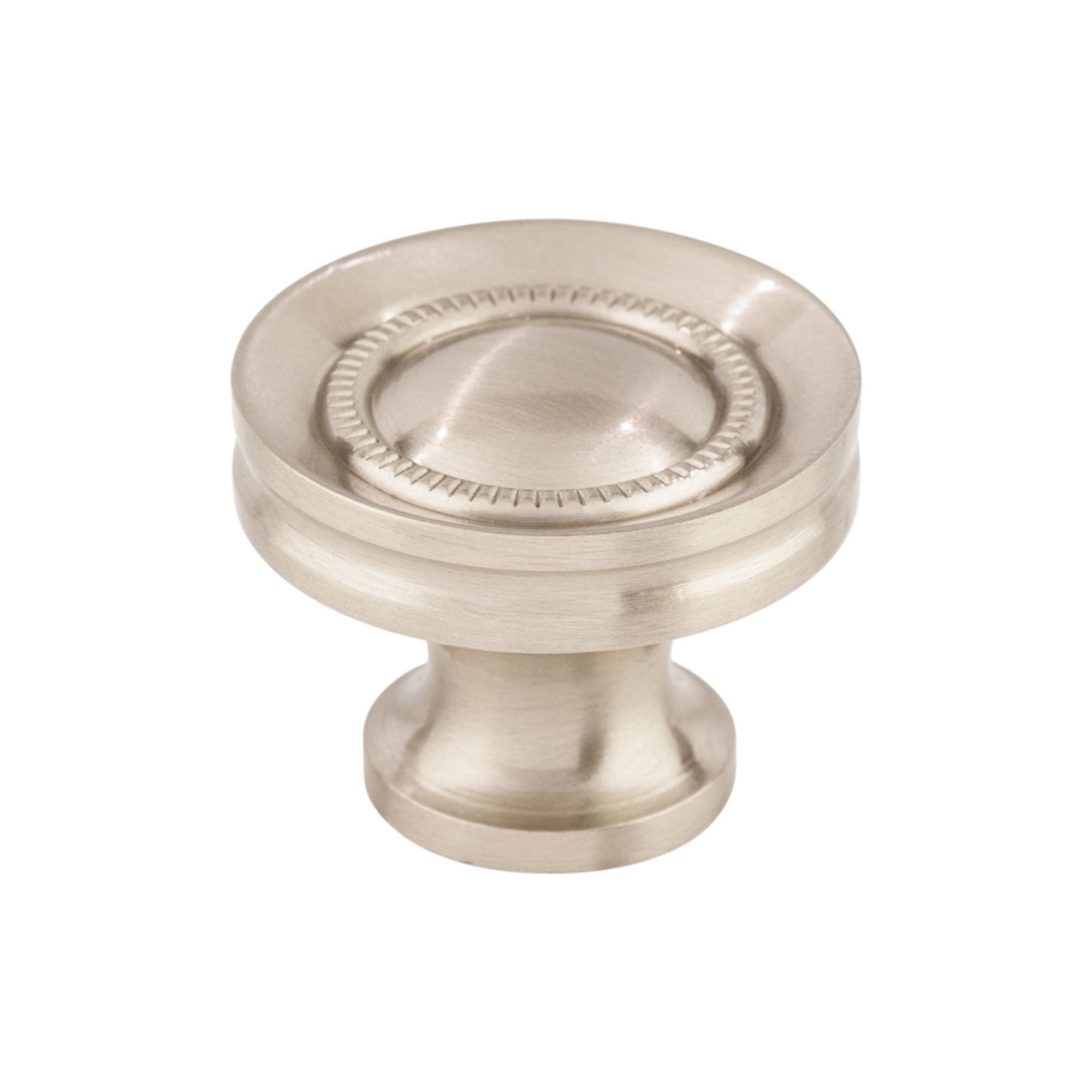 Button Faced Round Knob - Brushed Satin Nickel