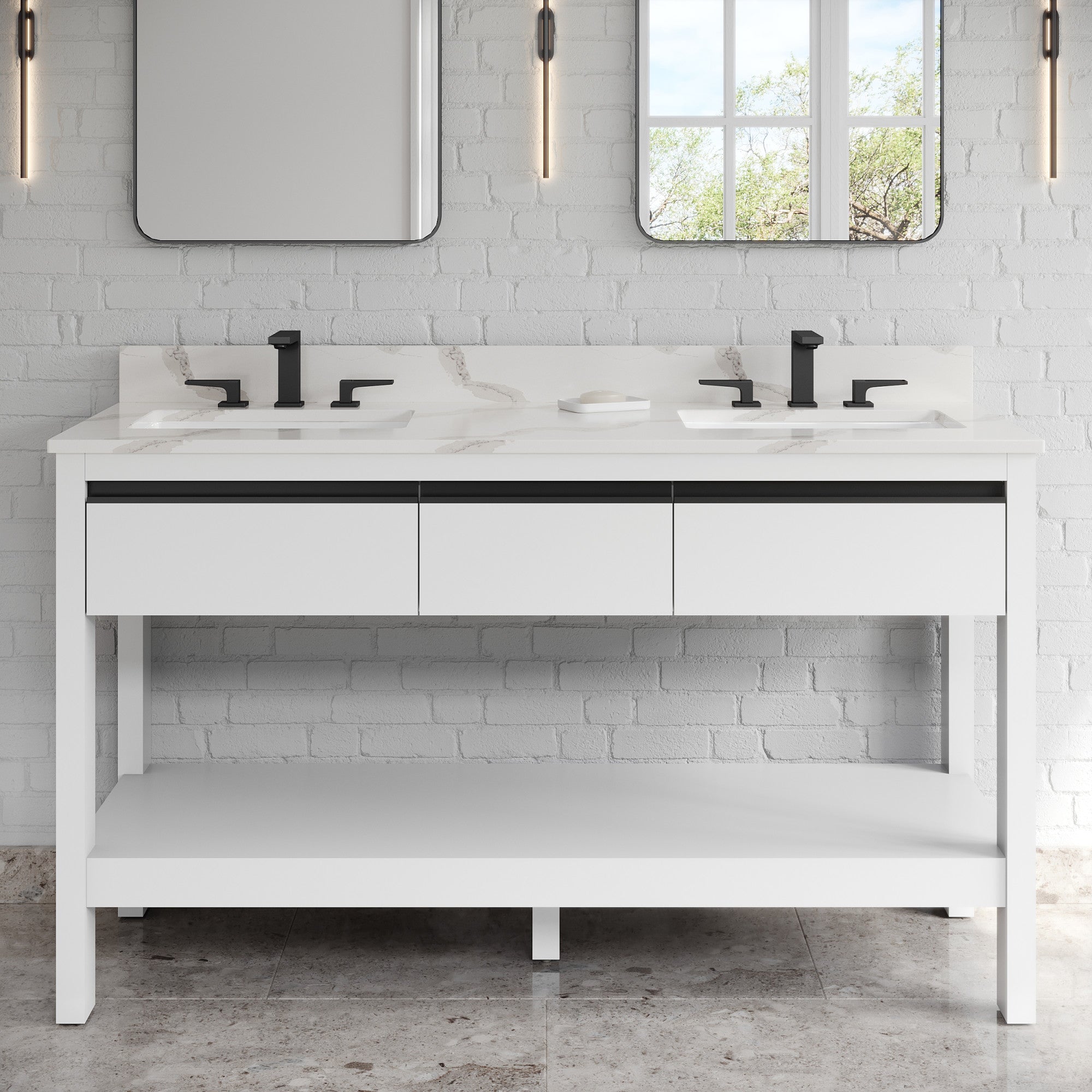 60" Jubilee Vanity – Double Bowl – White