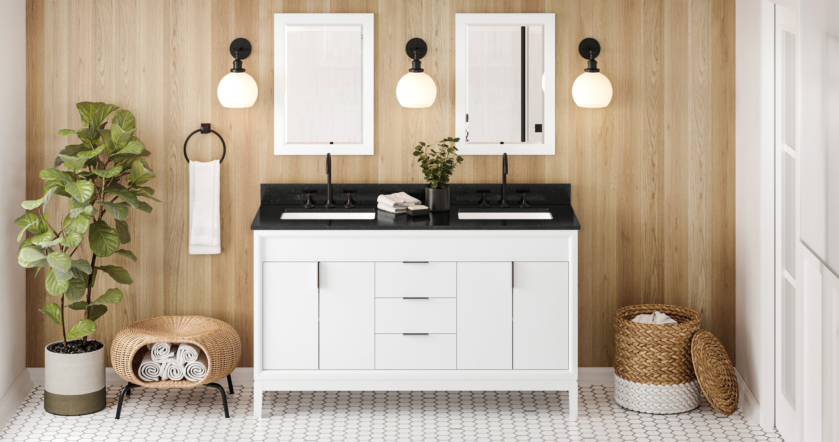 60" Theodora Vanity – Double Bowl – White