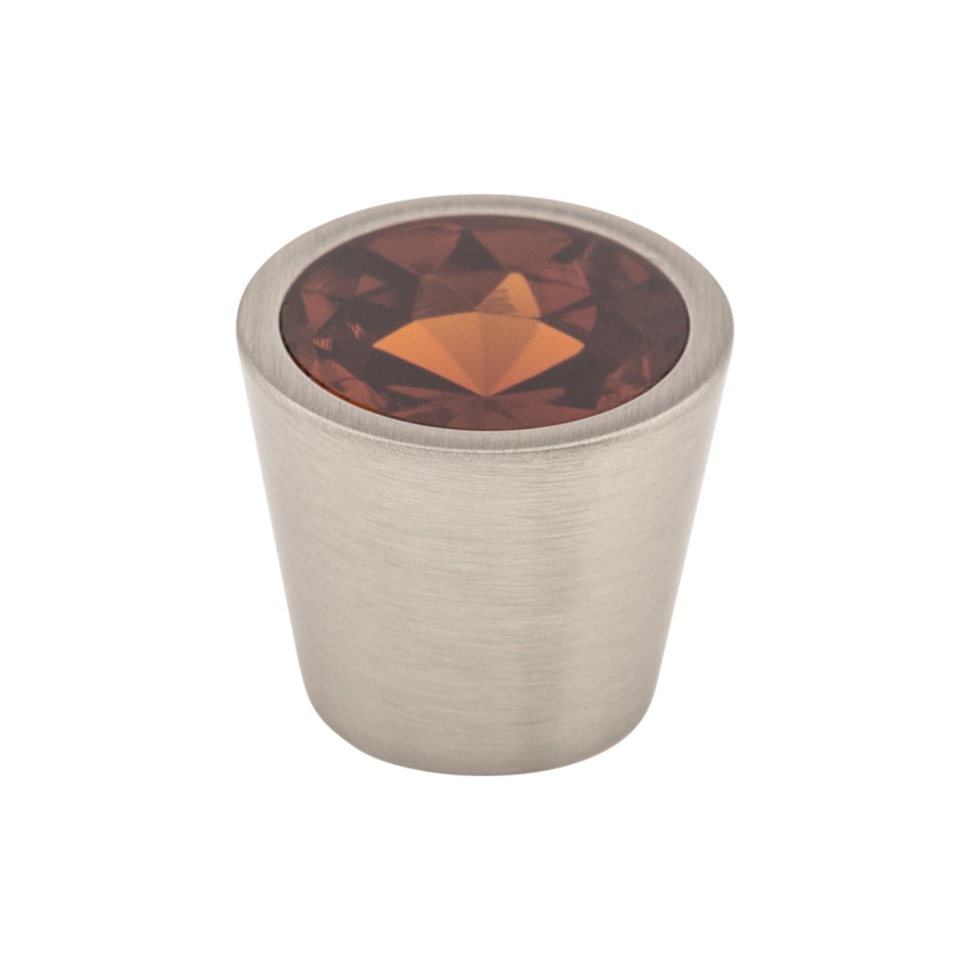 Wine Crystal Center Round Knob - Brushed Satin Nickel