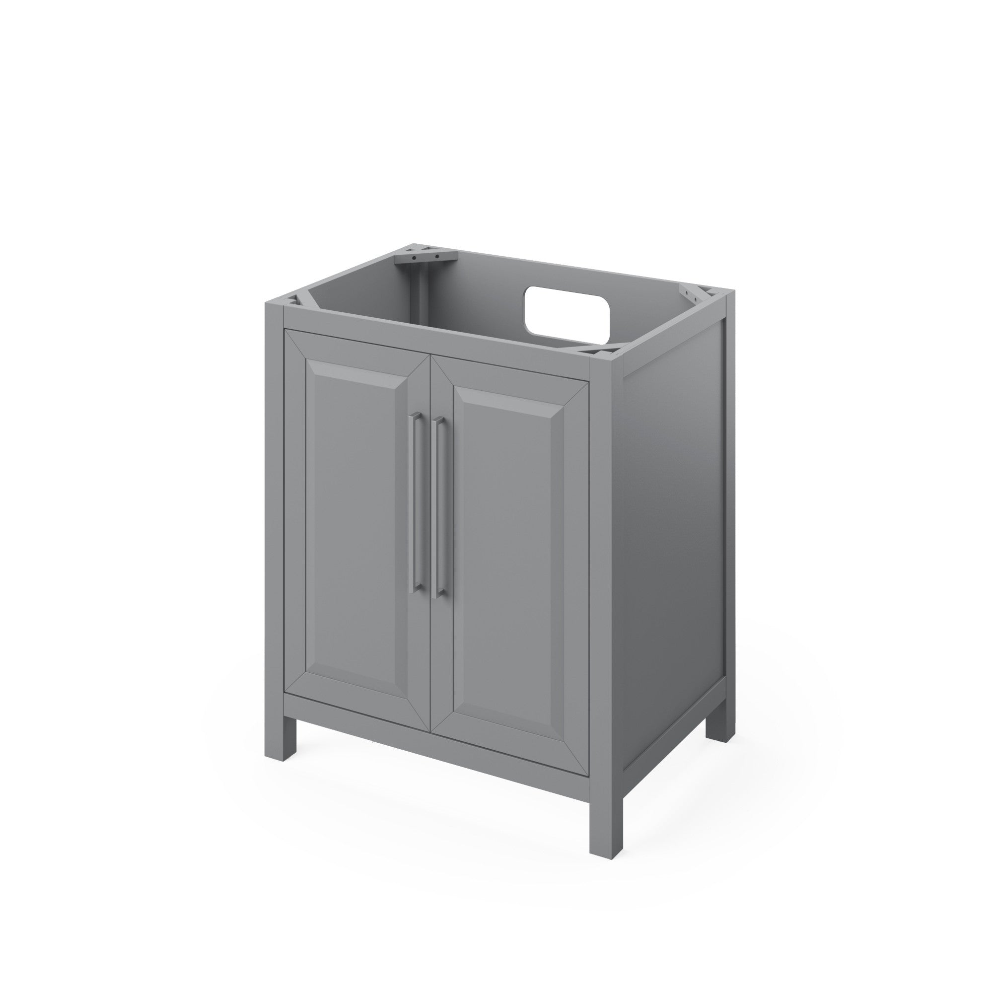 30" Grey Cade Vanity, White Carrara Marble Vanity Top, undermount rectangle bowl