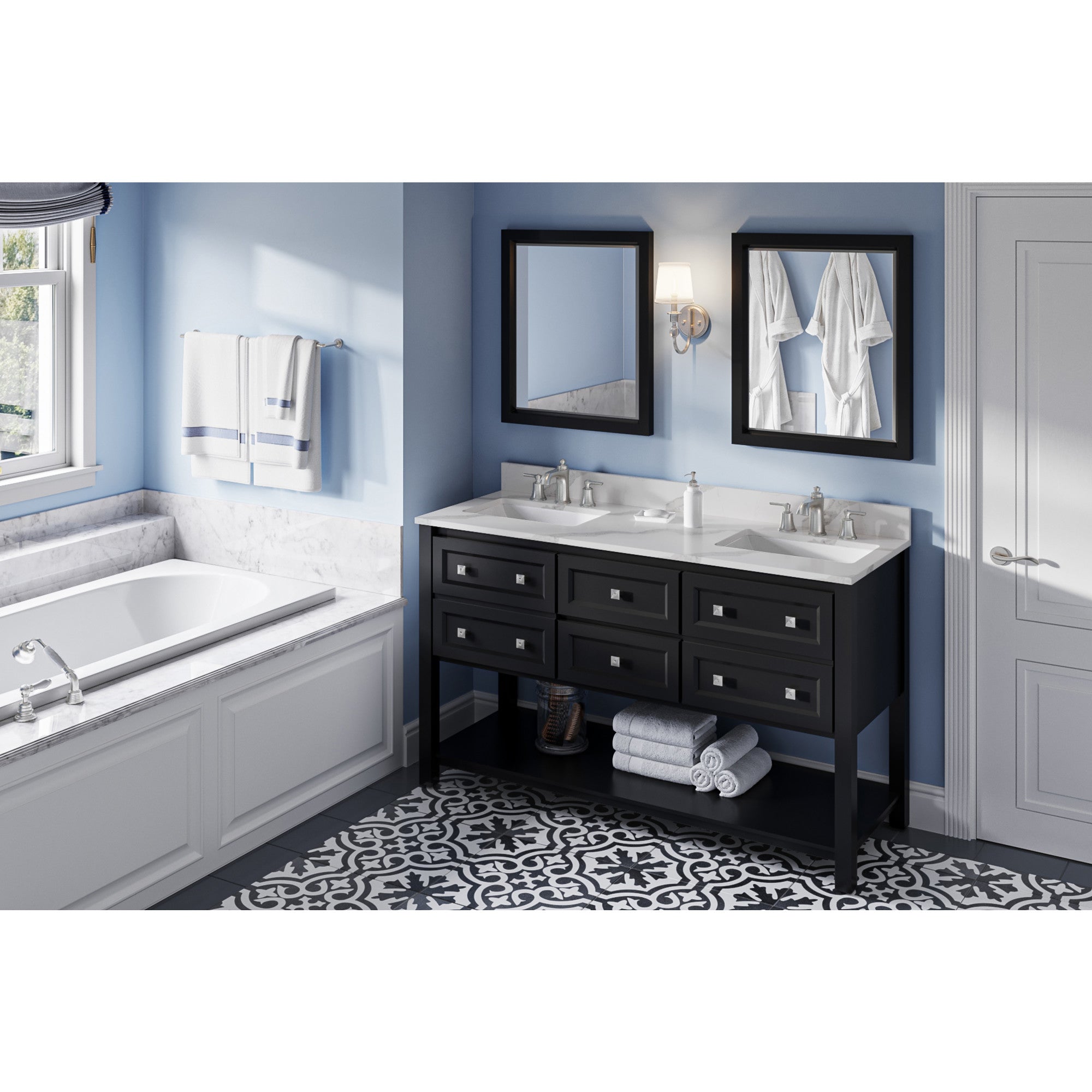 60" Adler Vanity – Double Bowl – Black