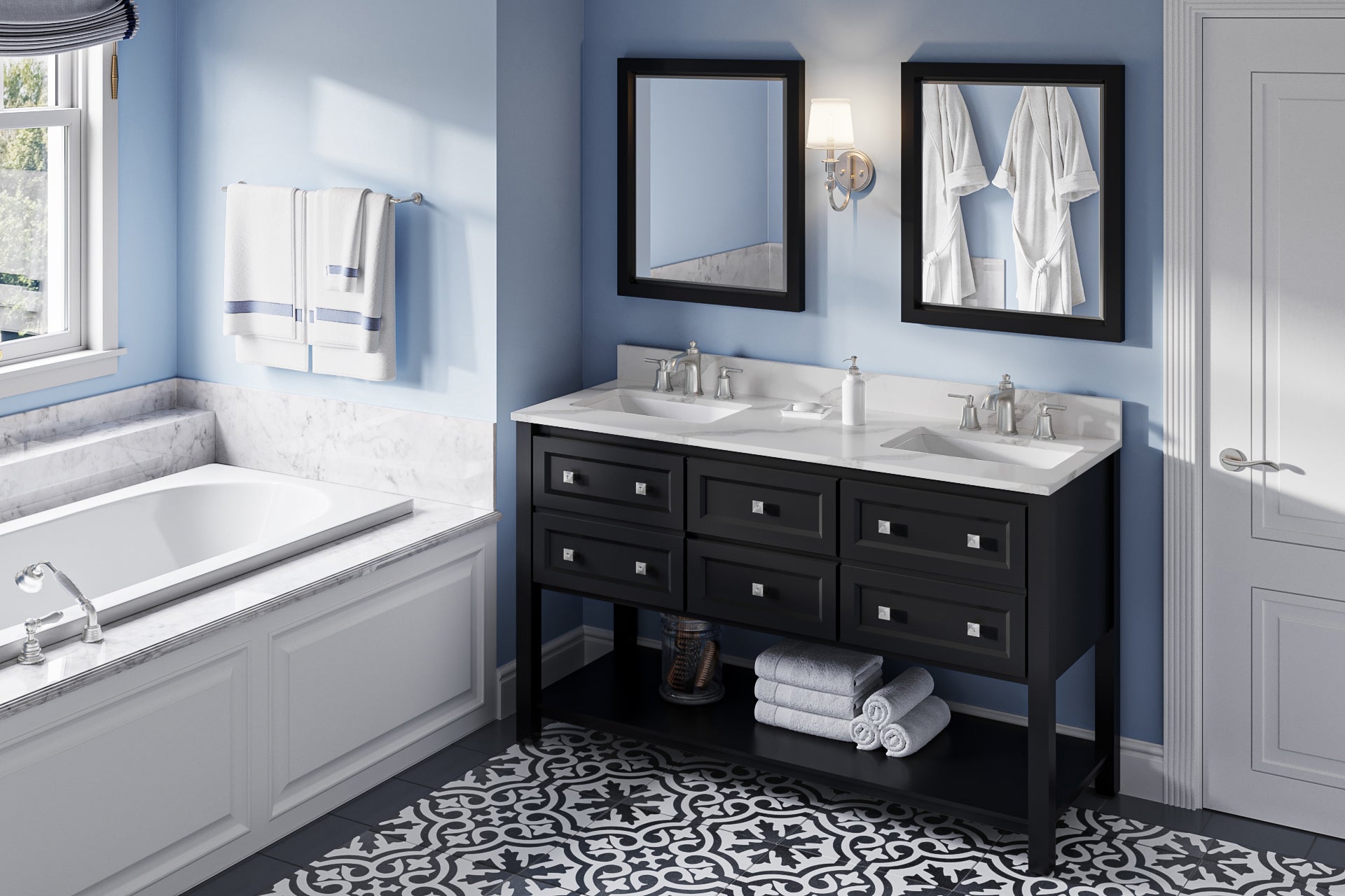 60" Adler Vanity – Double Bowl – Black