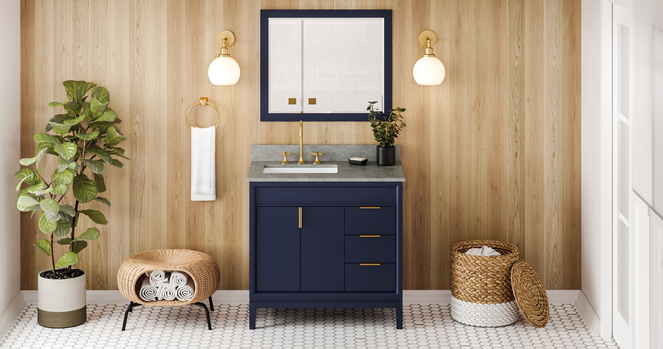 36" Theodora Vanity – Left Offset – Hale Blue