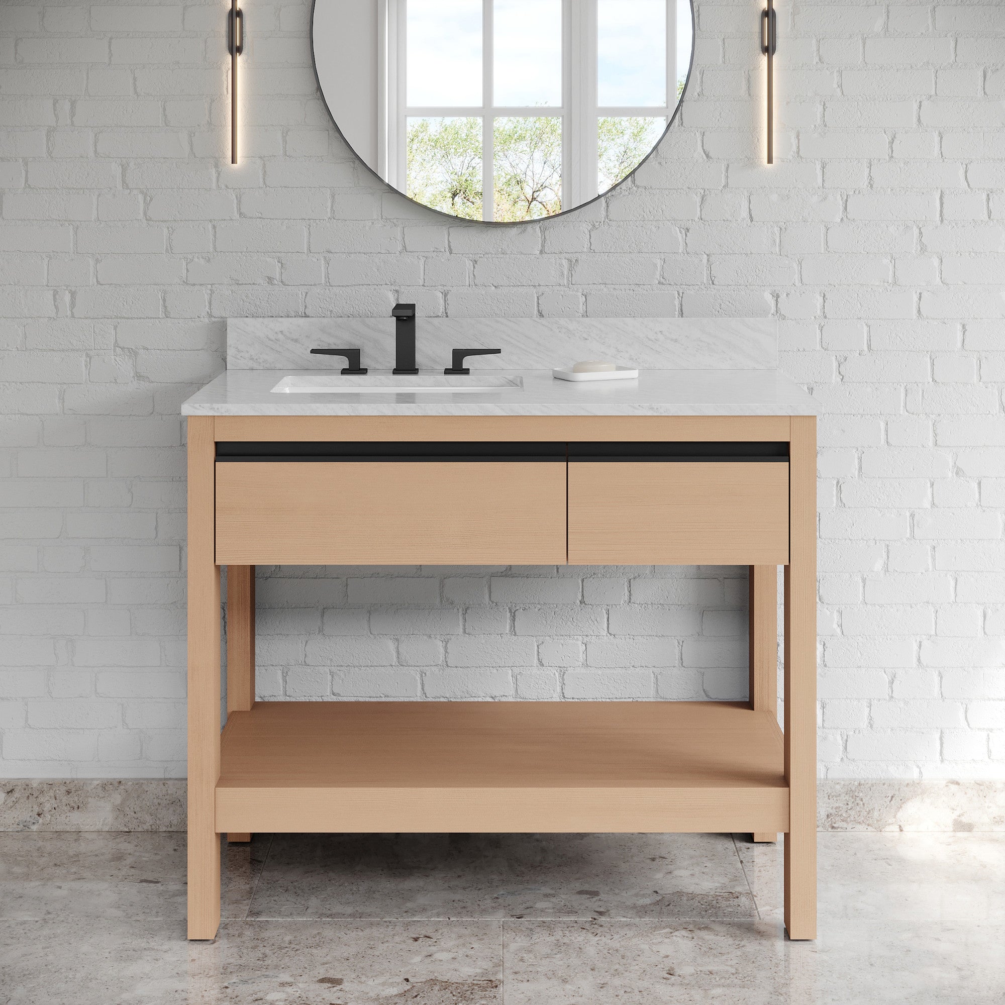 42" Jubilee Vanity – Left Offset – Natural Oak