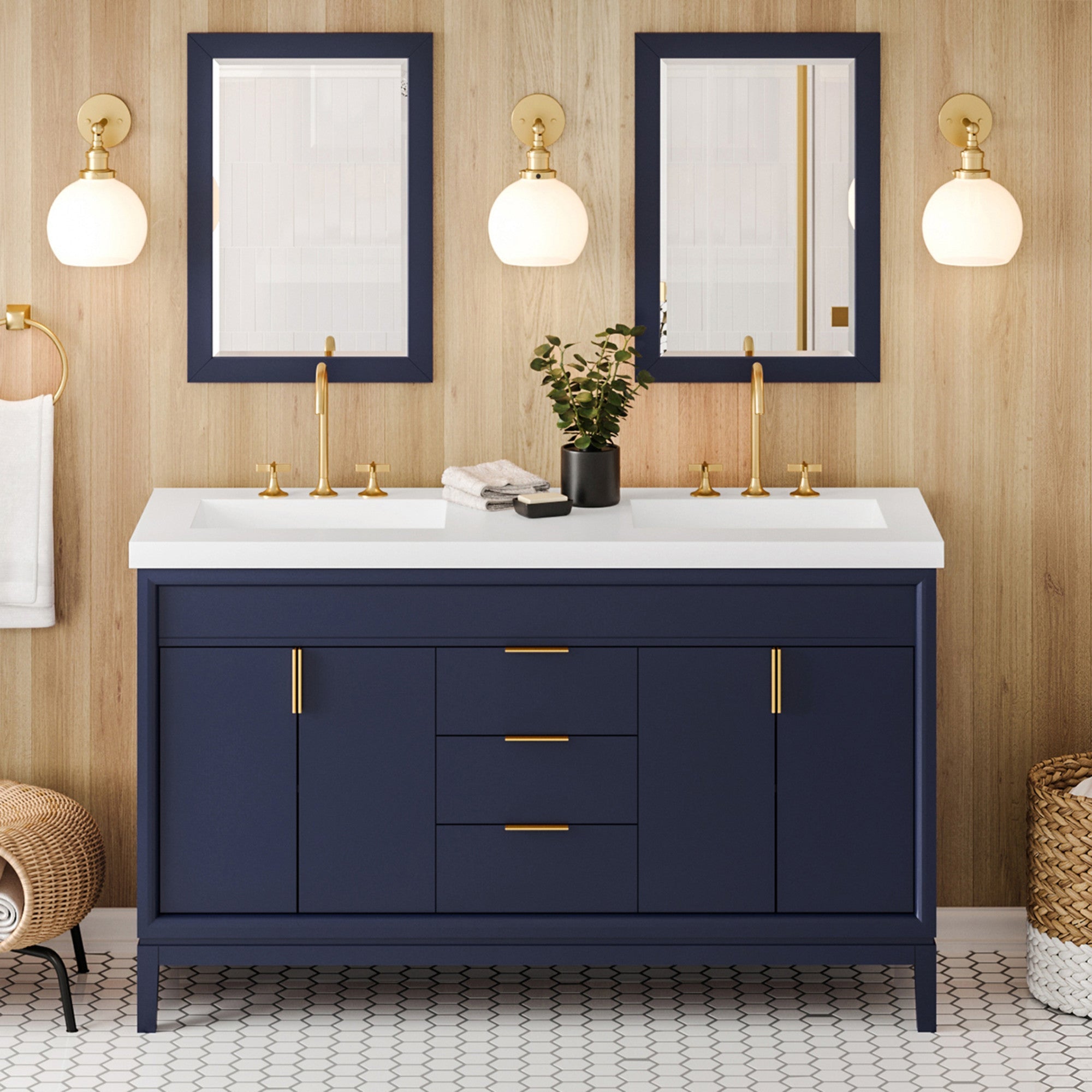 60" Theodora Vanity – Double Bowl – Hale Blue