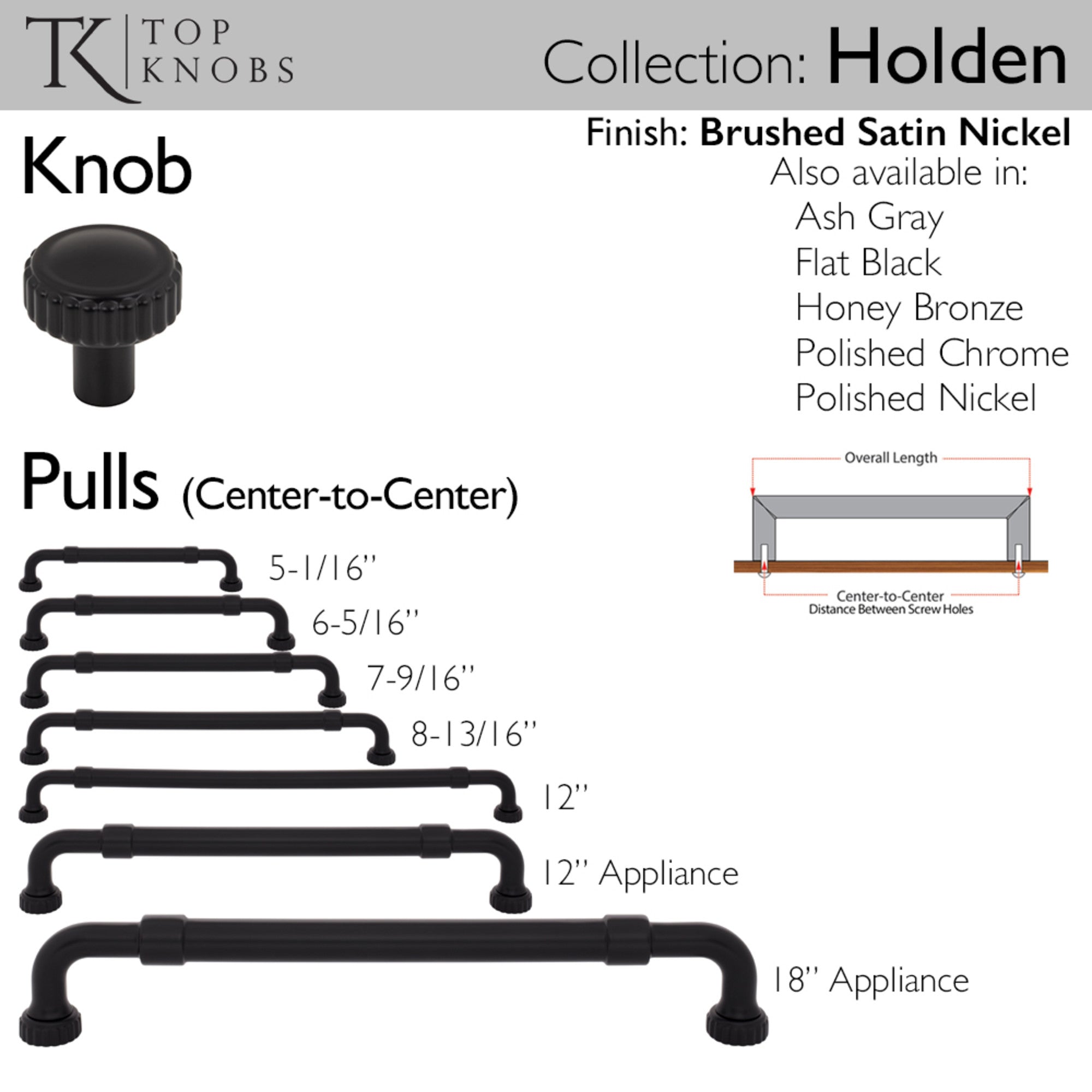 Holden 8 13/16" Center to Center Bar Pull - Flat Black