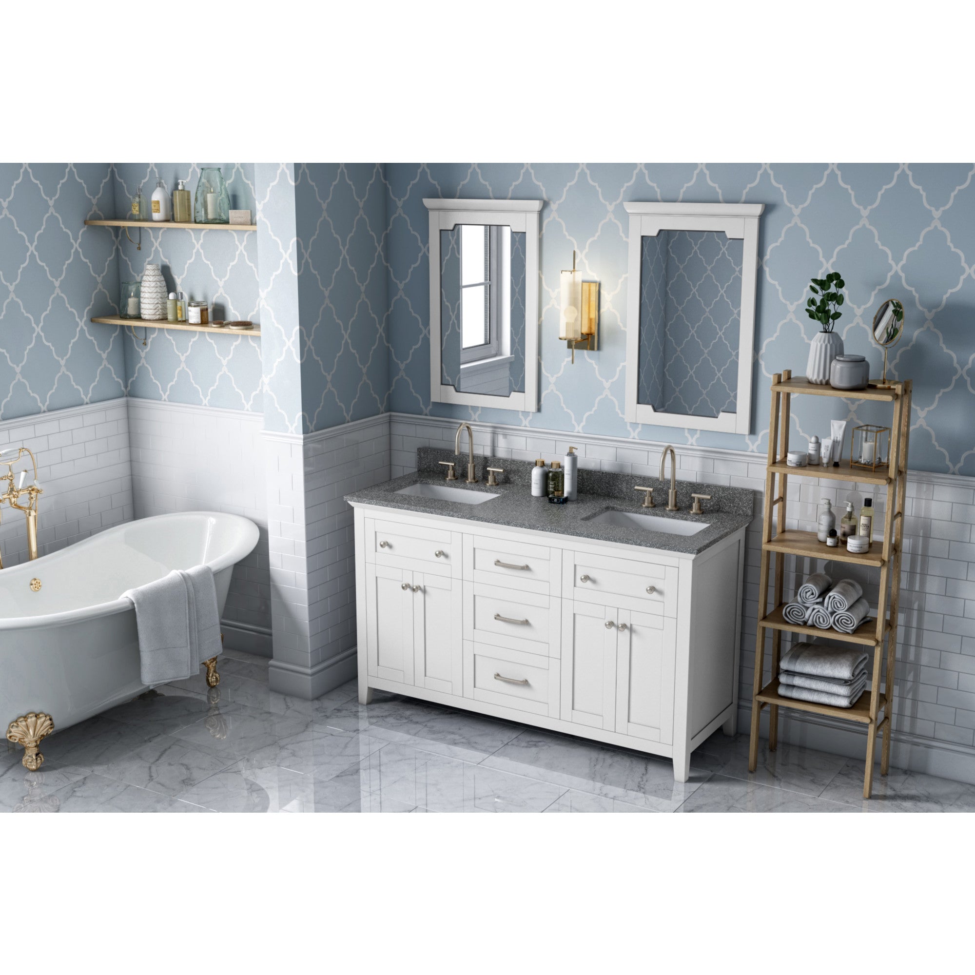 60" Chatham Vanity – Double Bowl – White