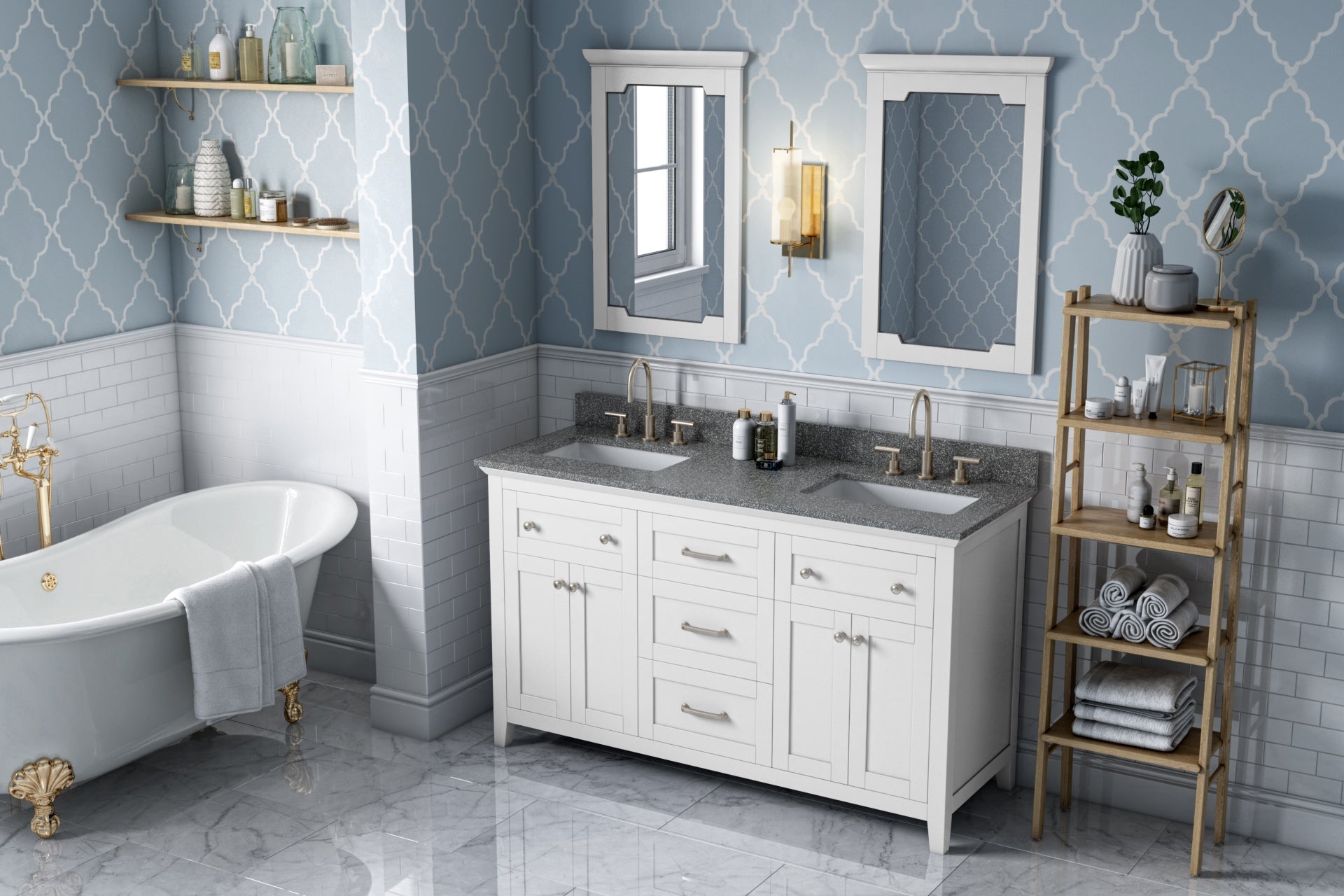 60" Chatham Vanity – Double Bowl – White