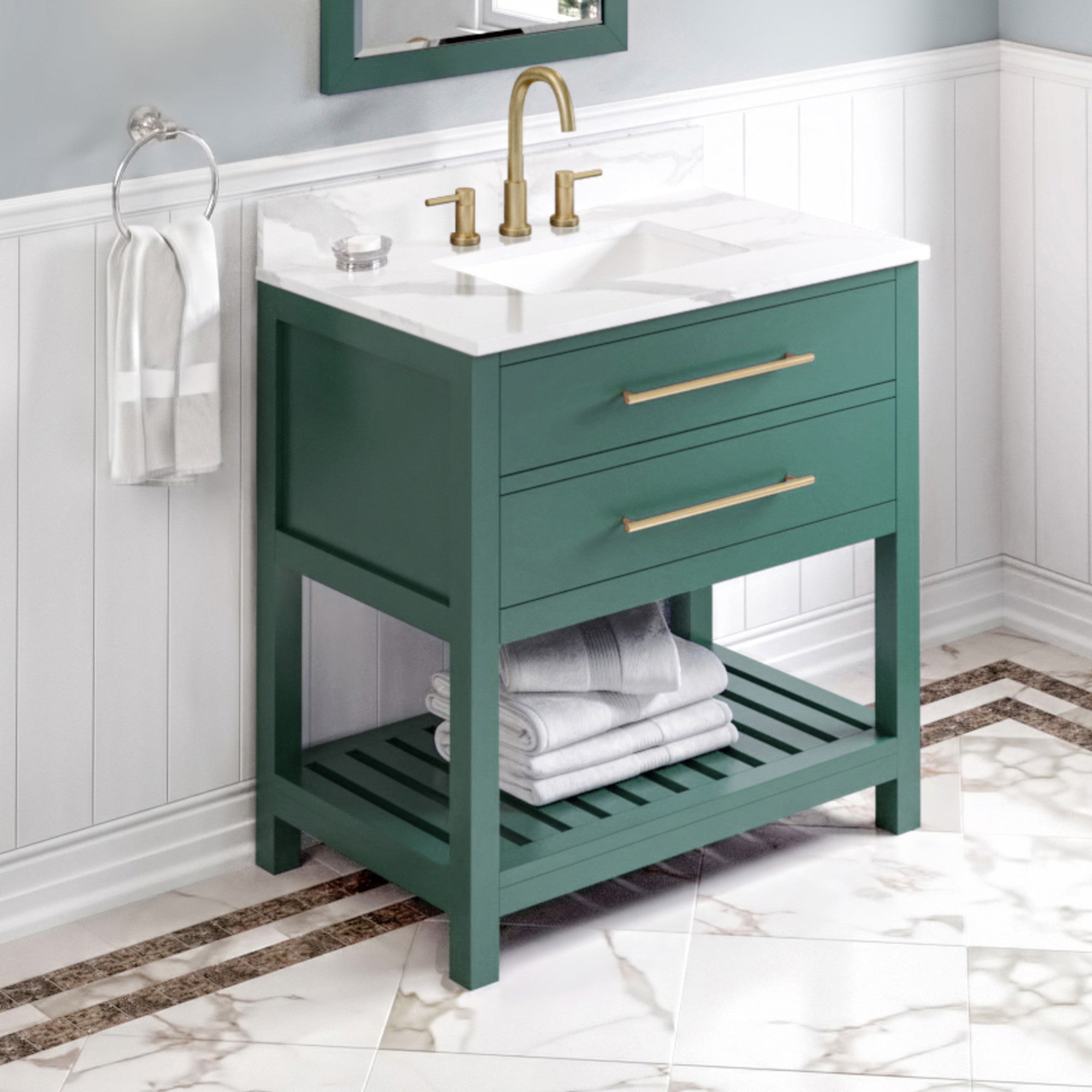 36" Wavecrest Vanity – Forest Green