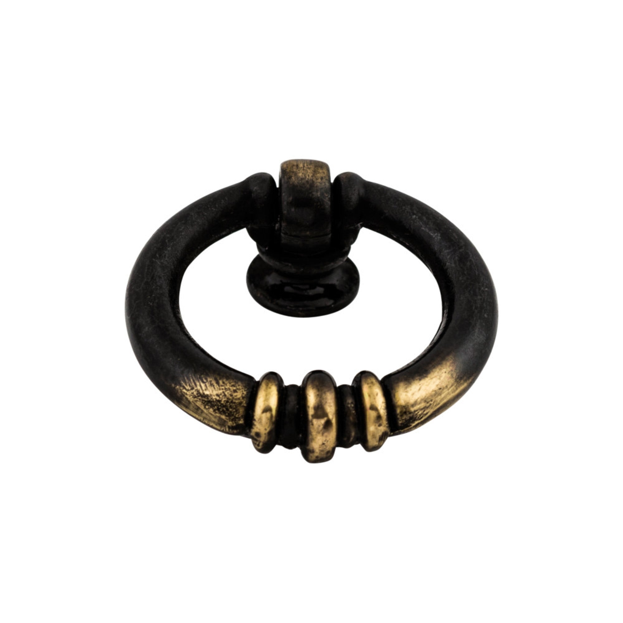 Newton Ring 1 5/8" Length Round Knob - Dark Antique Brass