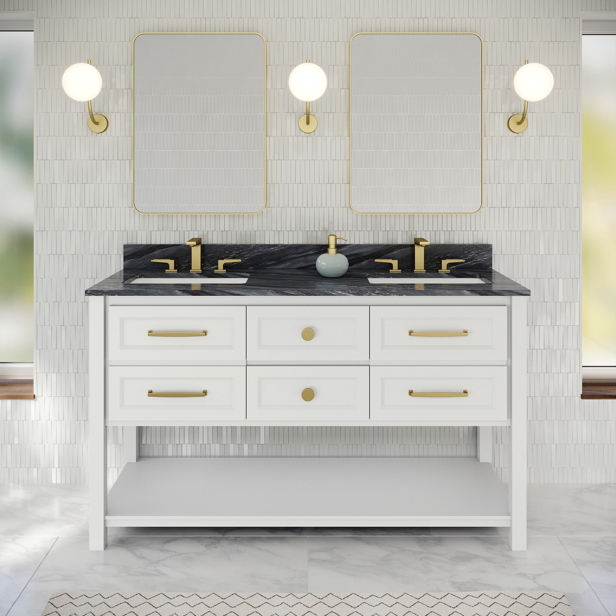 60" Kipling Vanity – Double Bowl – White