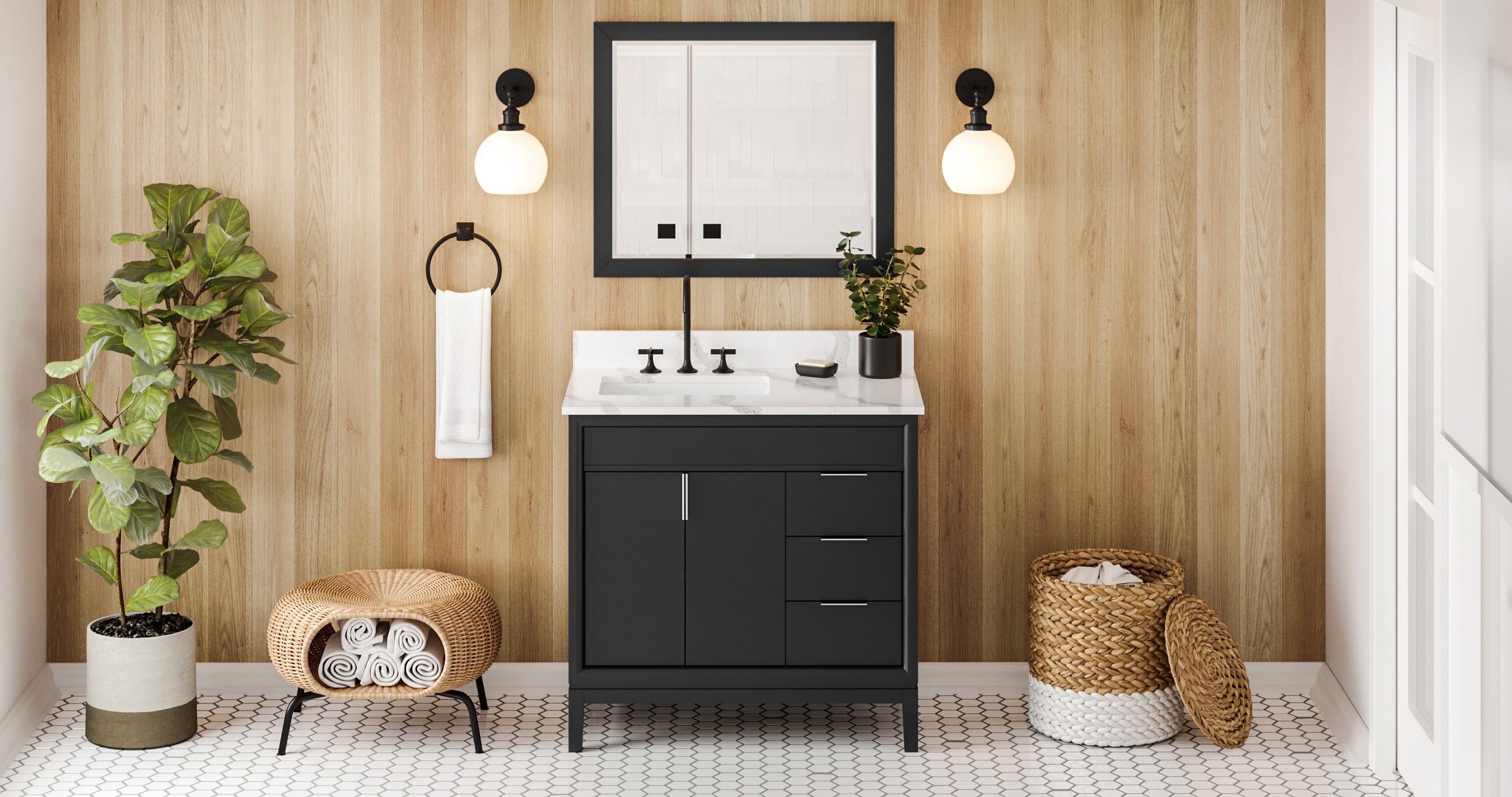 36" Theodora Vanity – Left Offset – Black