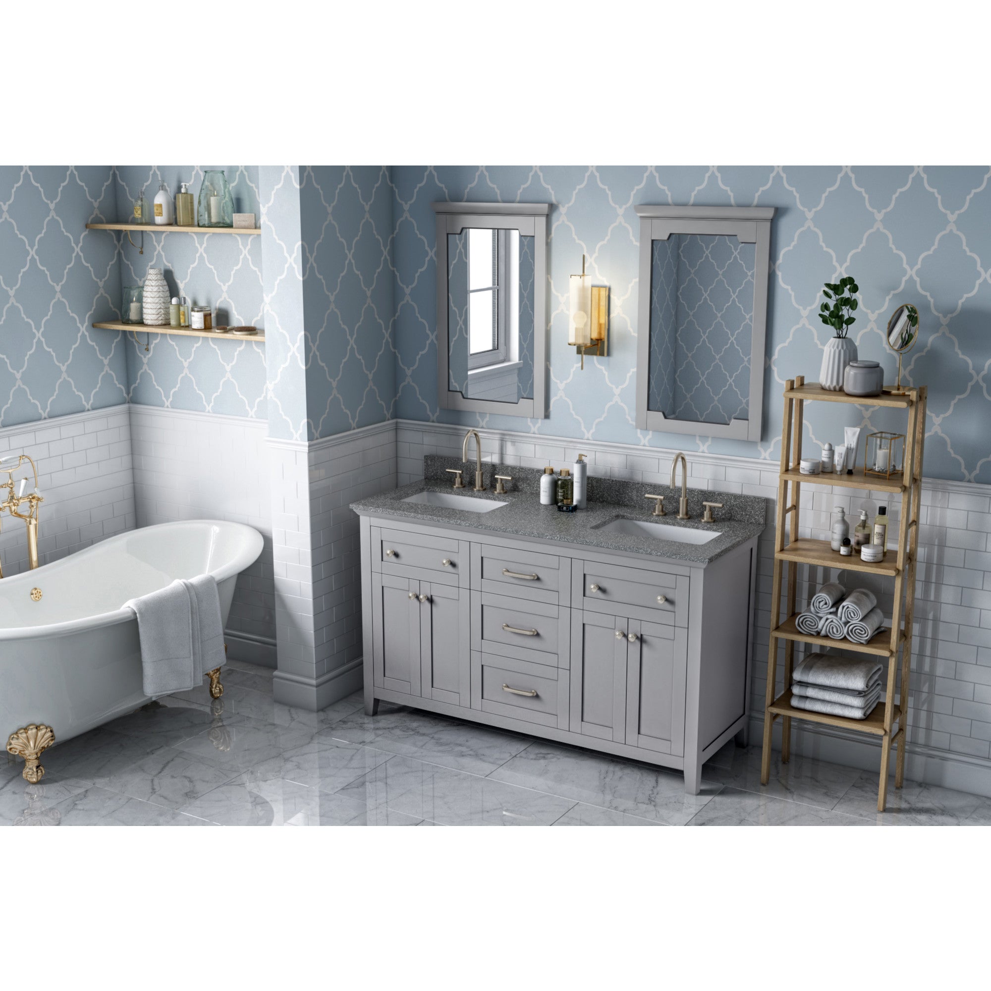 60" Chatham Vanity – Double Bowl – Grey