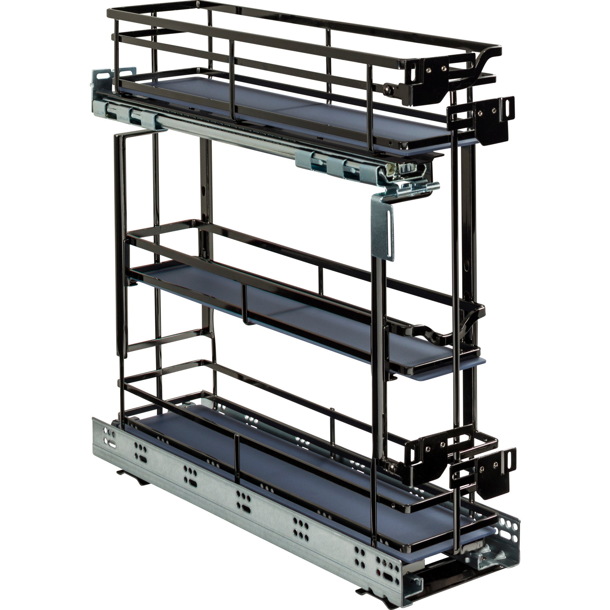 5" Black Nickel STORAGE WITH STYLE® Metal "No Wiggle" Under Drawer Soft-close Base Pullout