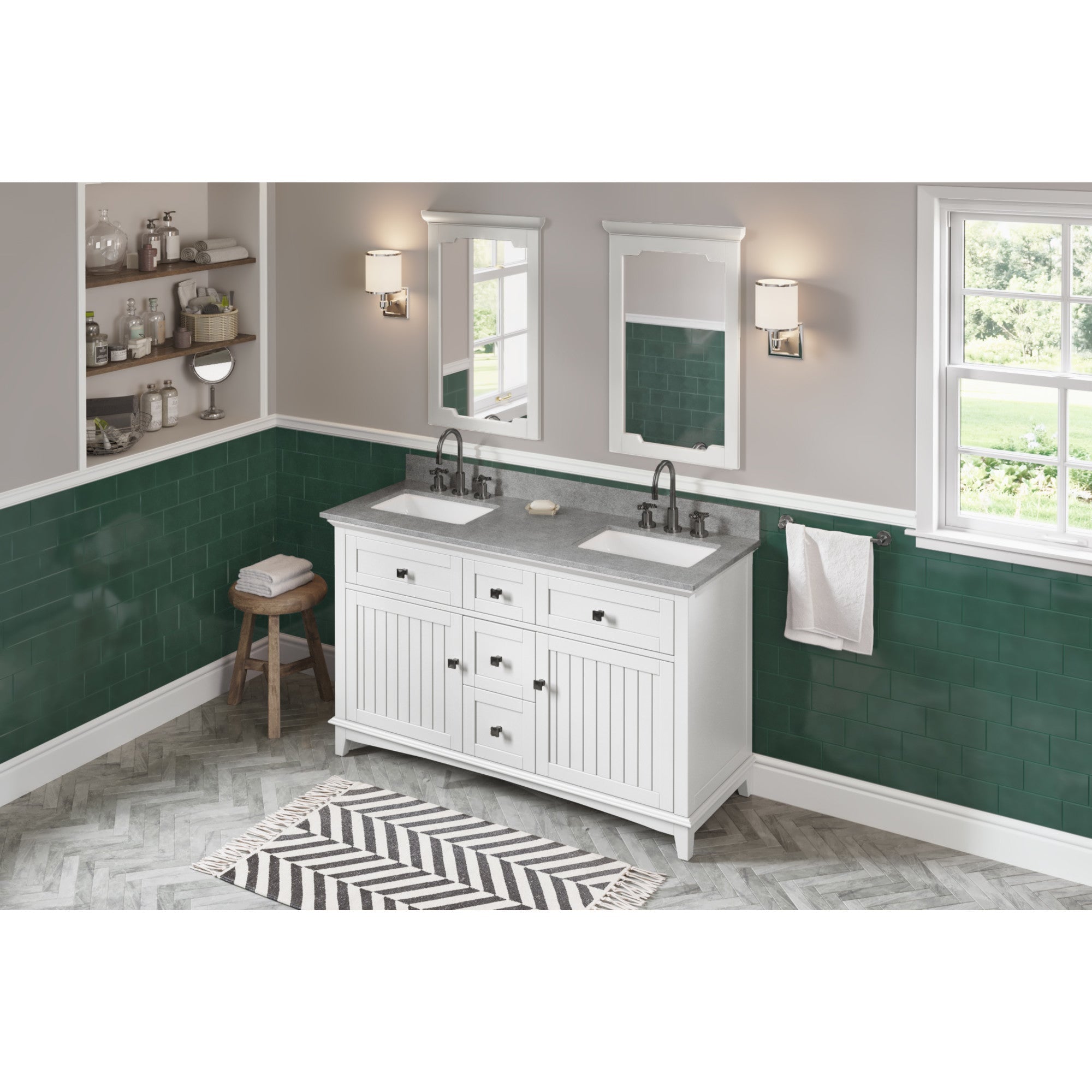 60" Savino Vanity – Double Bowl – White
