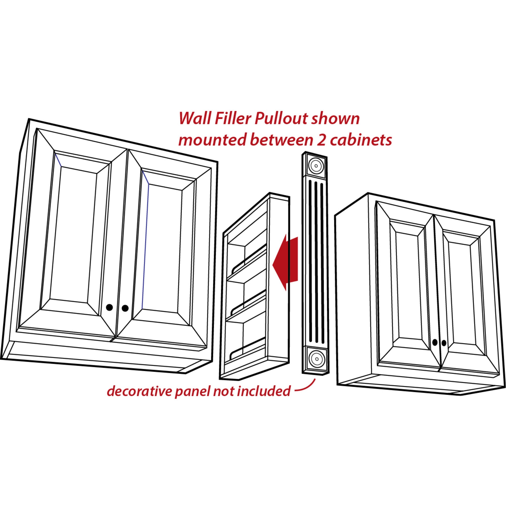 3" Wide 30" Tall Upper Wall Cabinet Pullout Filler