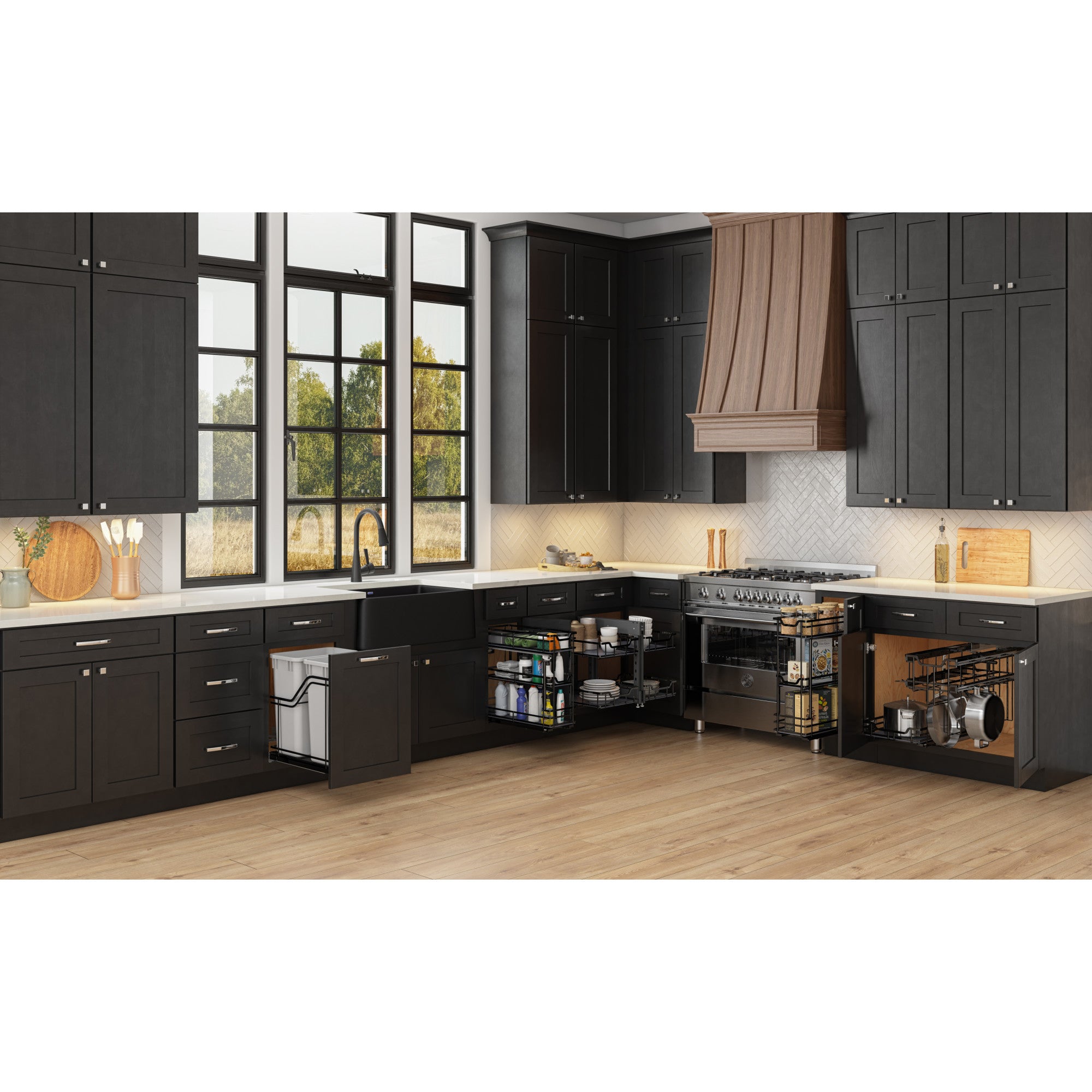 Black Nickel STORAGE WITH STYLE® Soft-close Hanging Pan Pullout