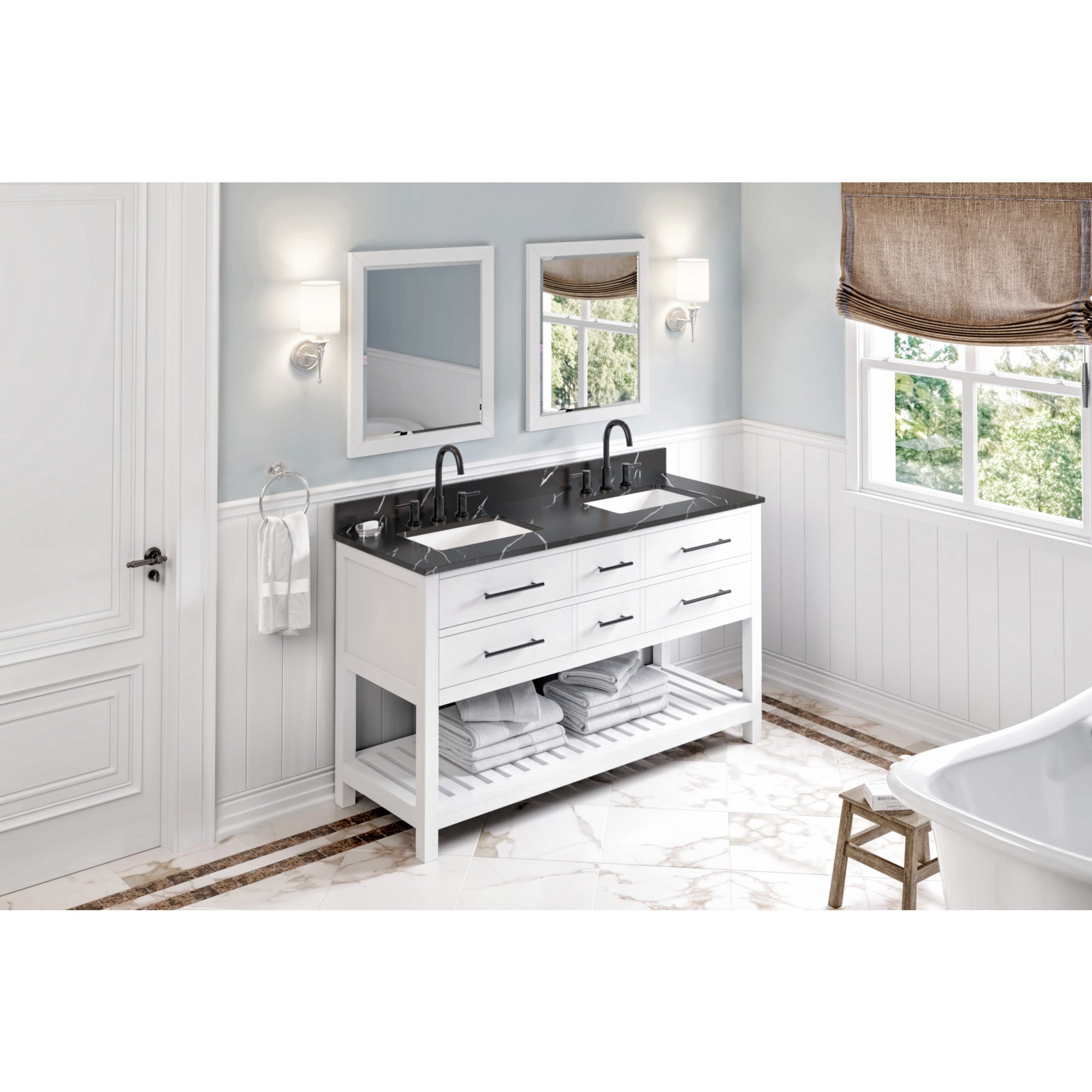 60" Wavecrest Vanity – Double Bowl – White