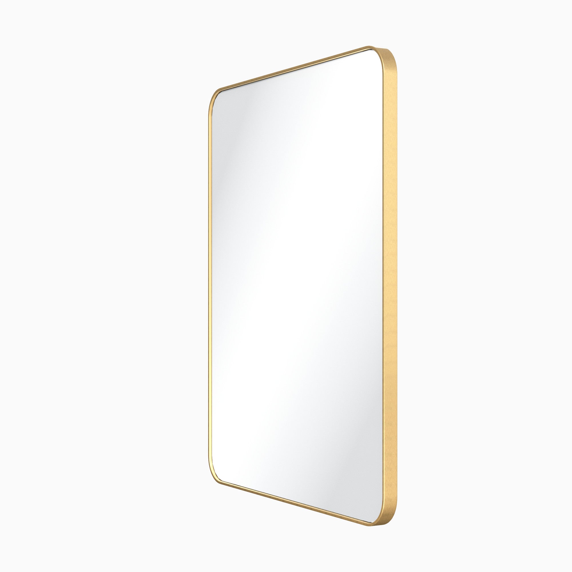 24" W x 1" D x 30" H Brushed Gold Rounded Rectangle Metal Frame Mirror