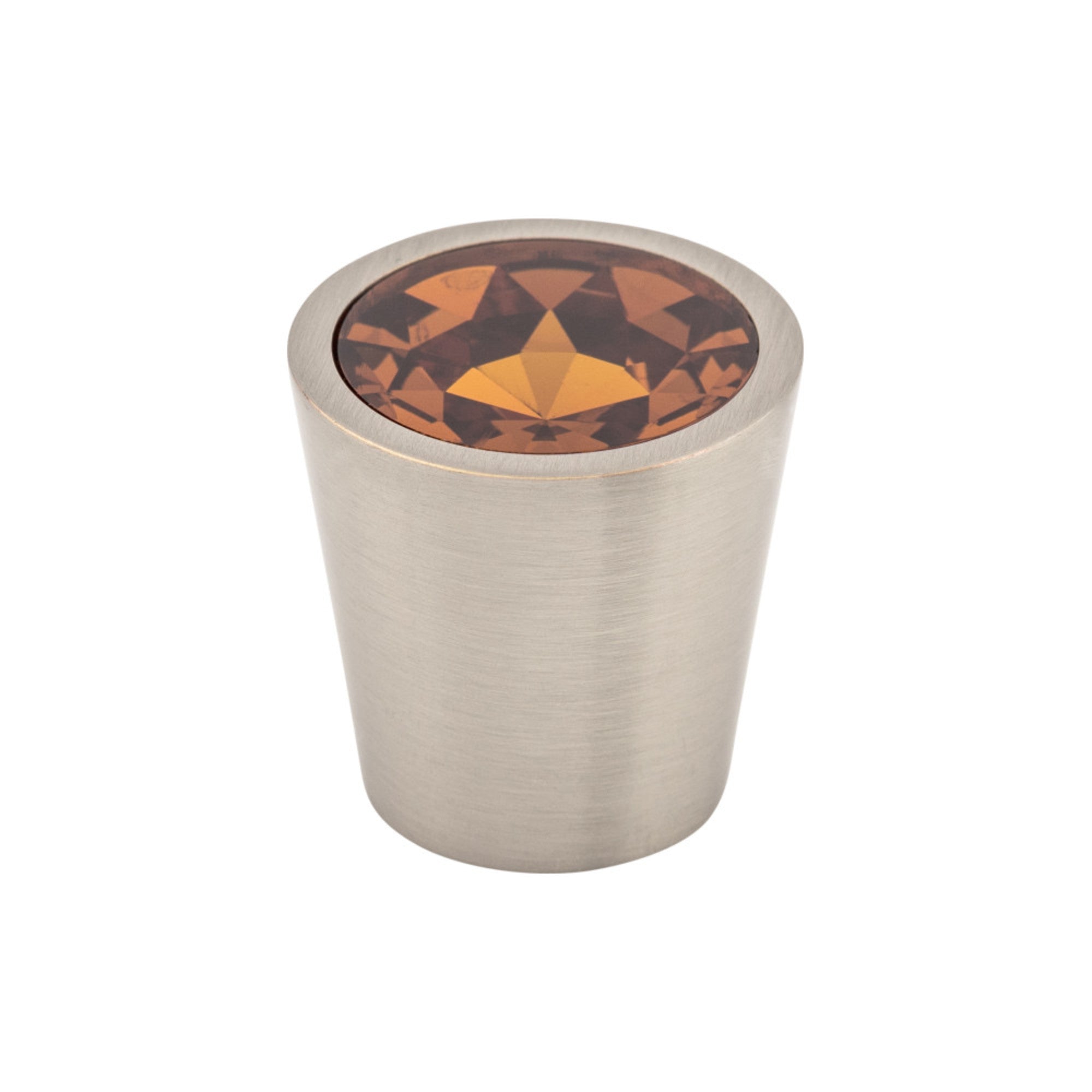 Wine Crystal Center Round Knob - Brushed Satin Nickel
