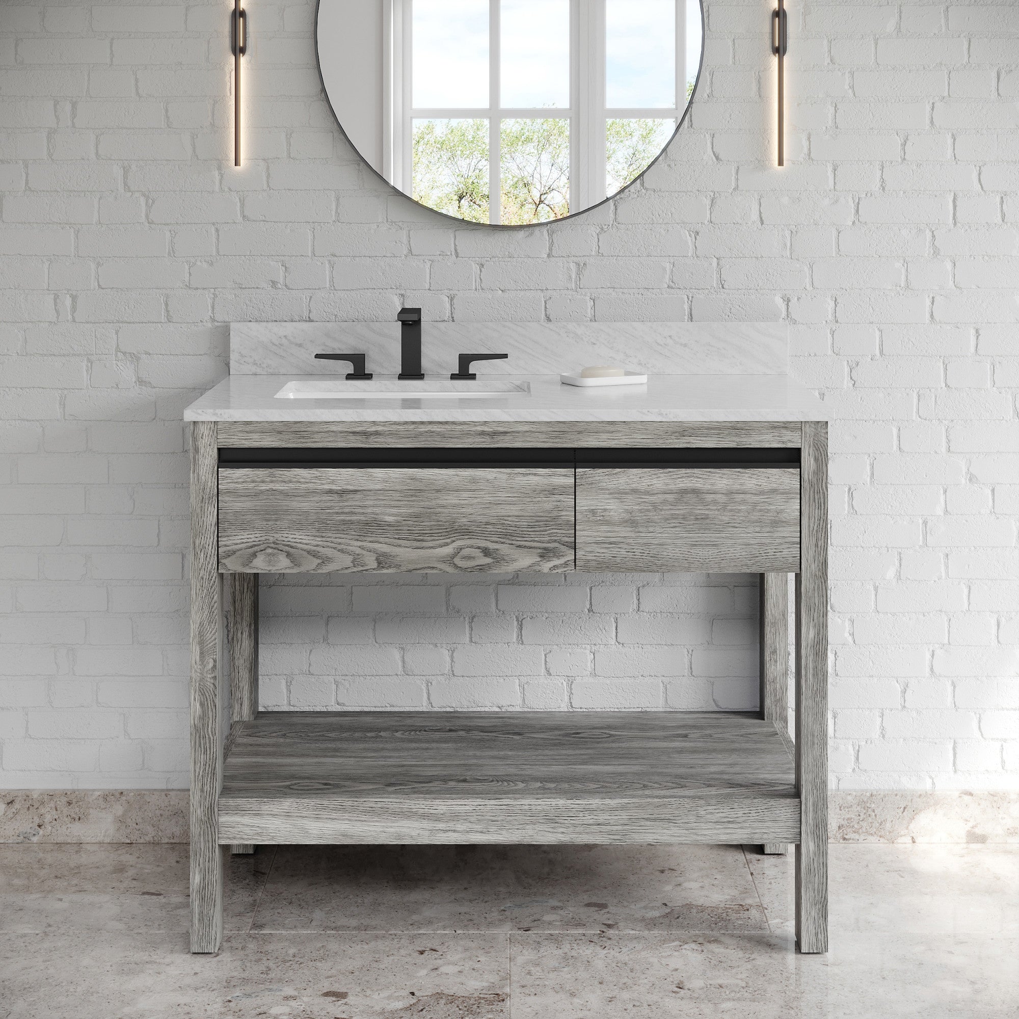 42" Jubilee Vanity – Left Offset – Weathered Grey