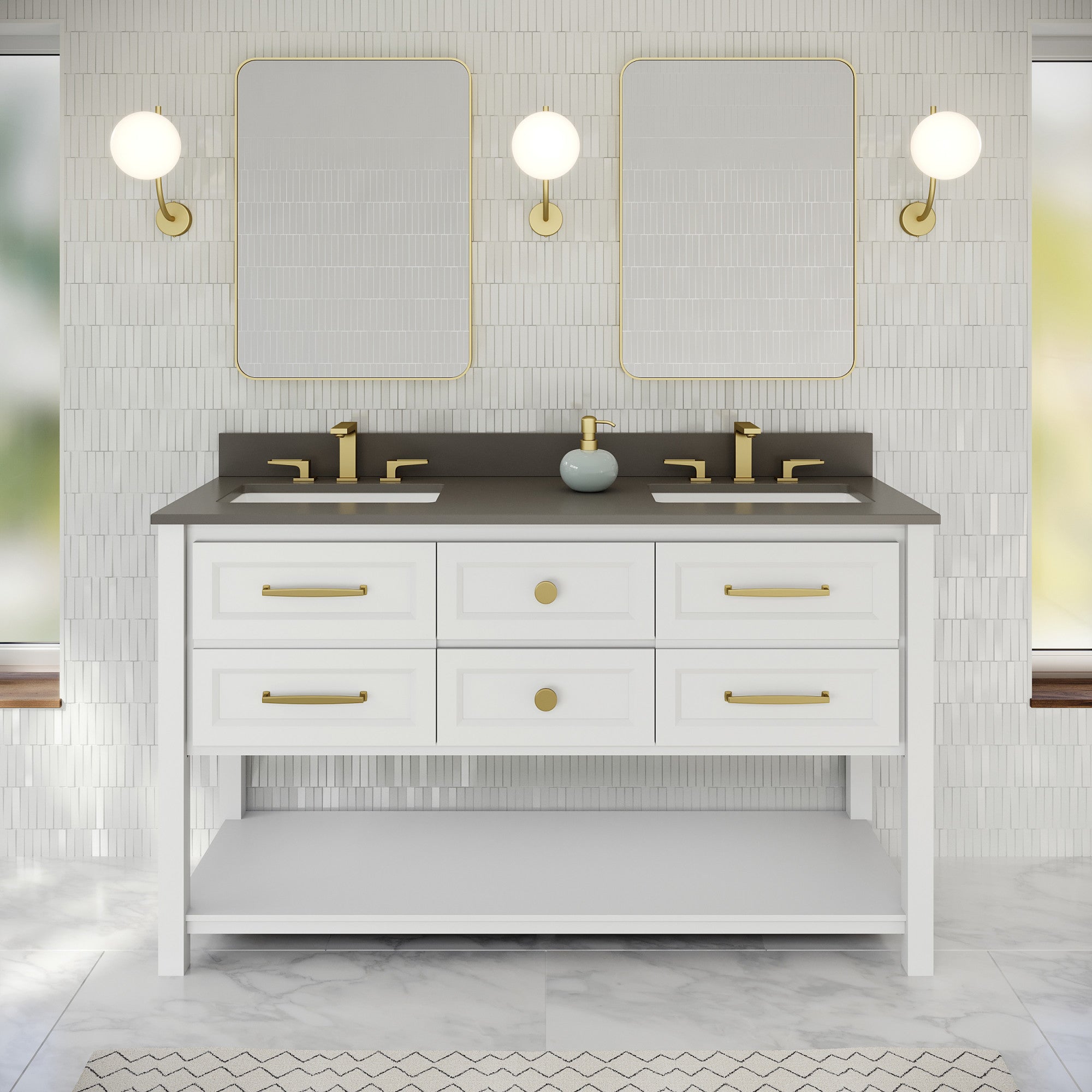 60" Kipling Vanity – Double Bowl – White