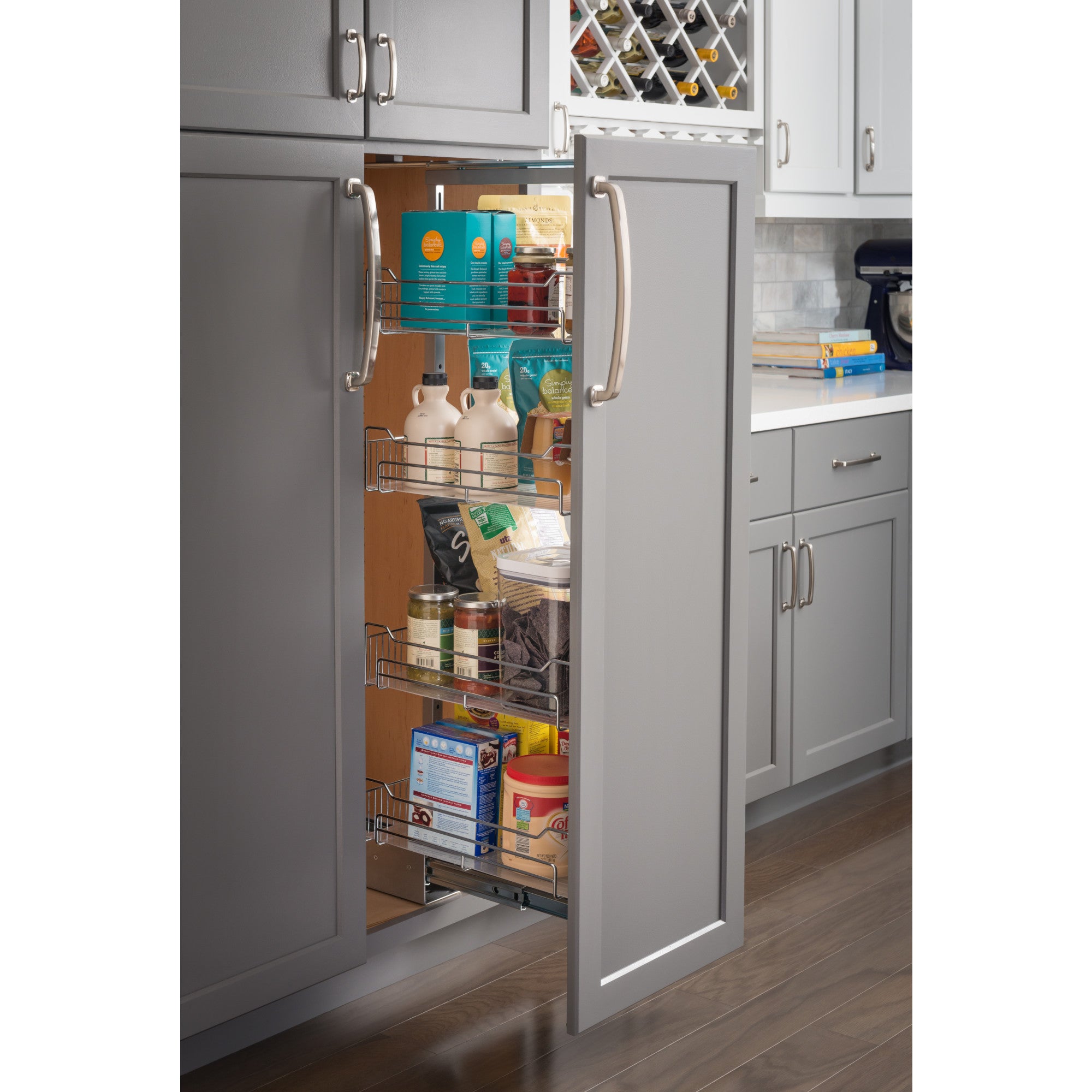 12" Wide 86" Tall Chrome Wire Soft-close Pantry Pullout