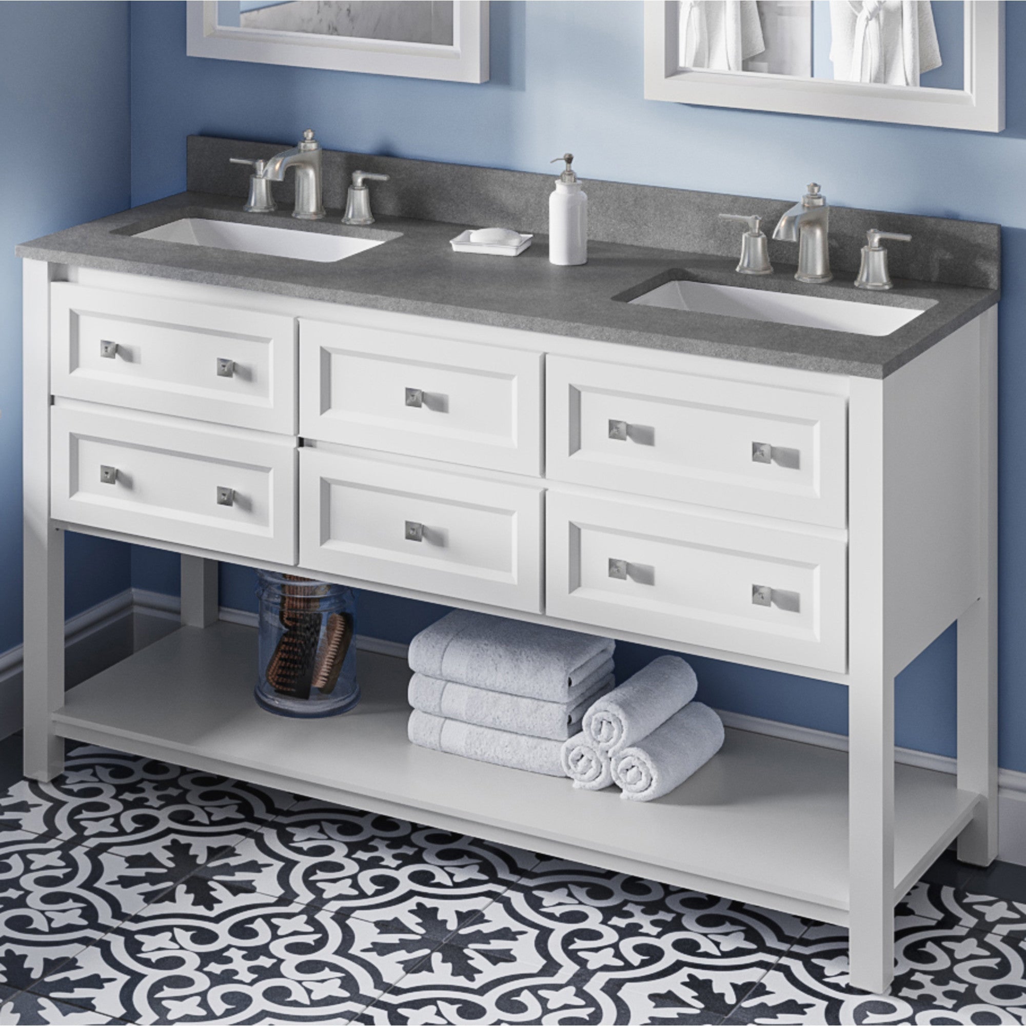 60" Adler Vanity – Double Bowl – White