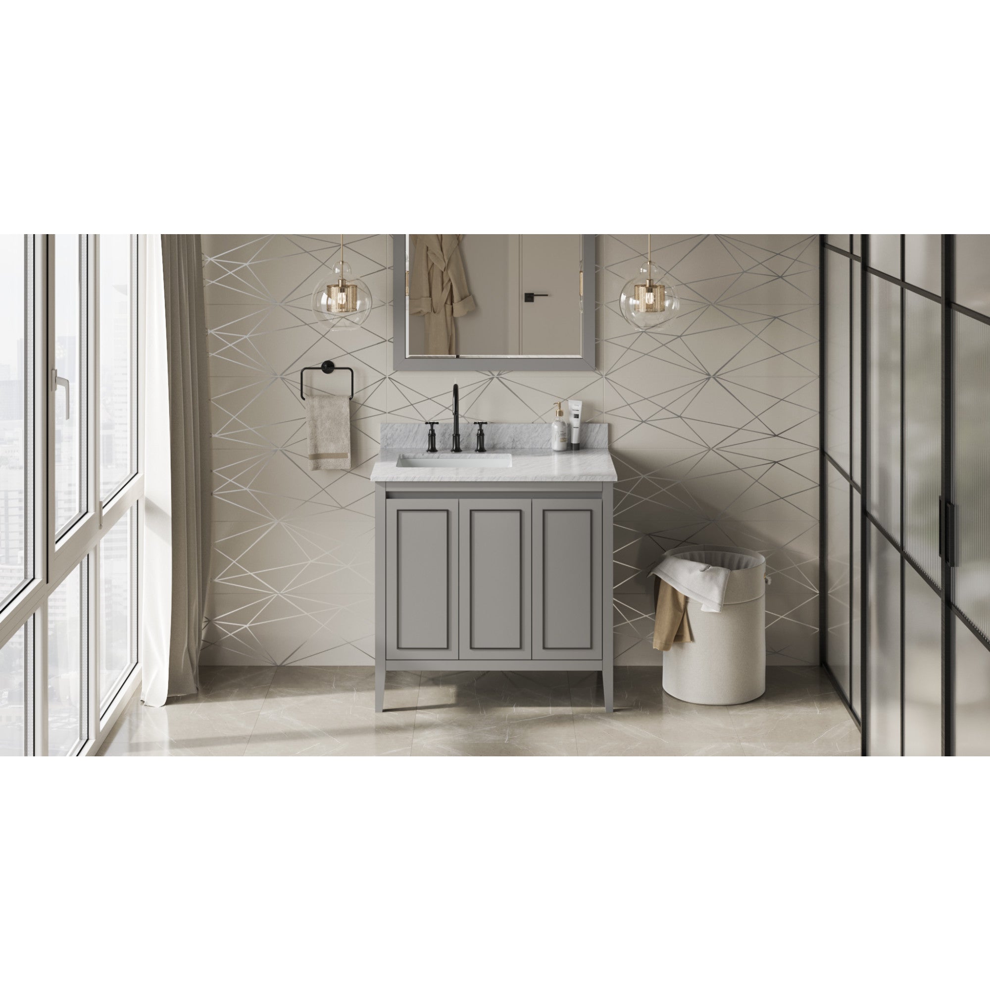36" Percival Vanity – Left Offset – Grey