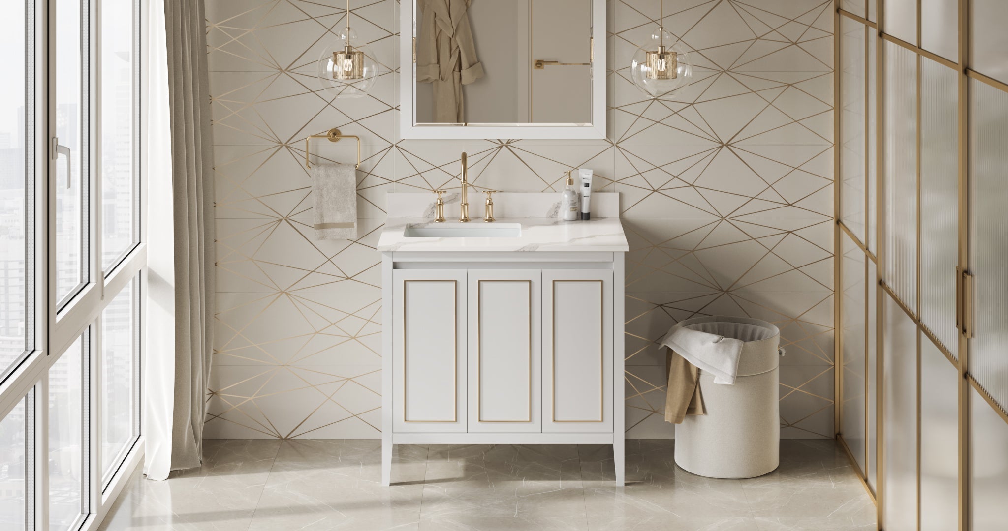 36" Percival Vanity – Left Offset – White