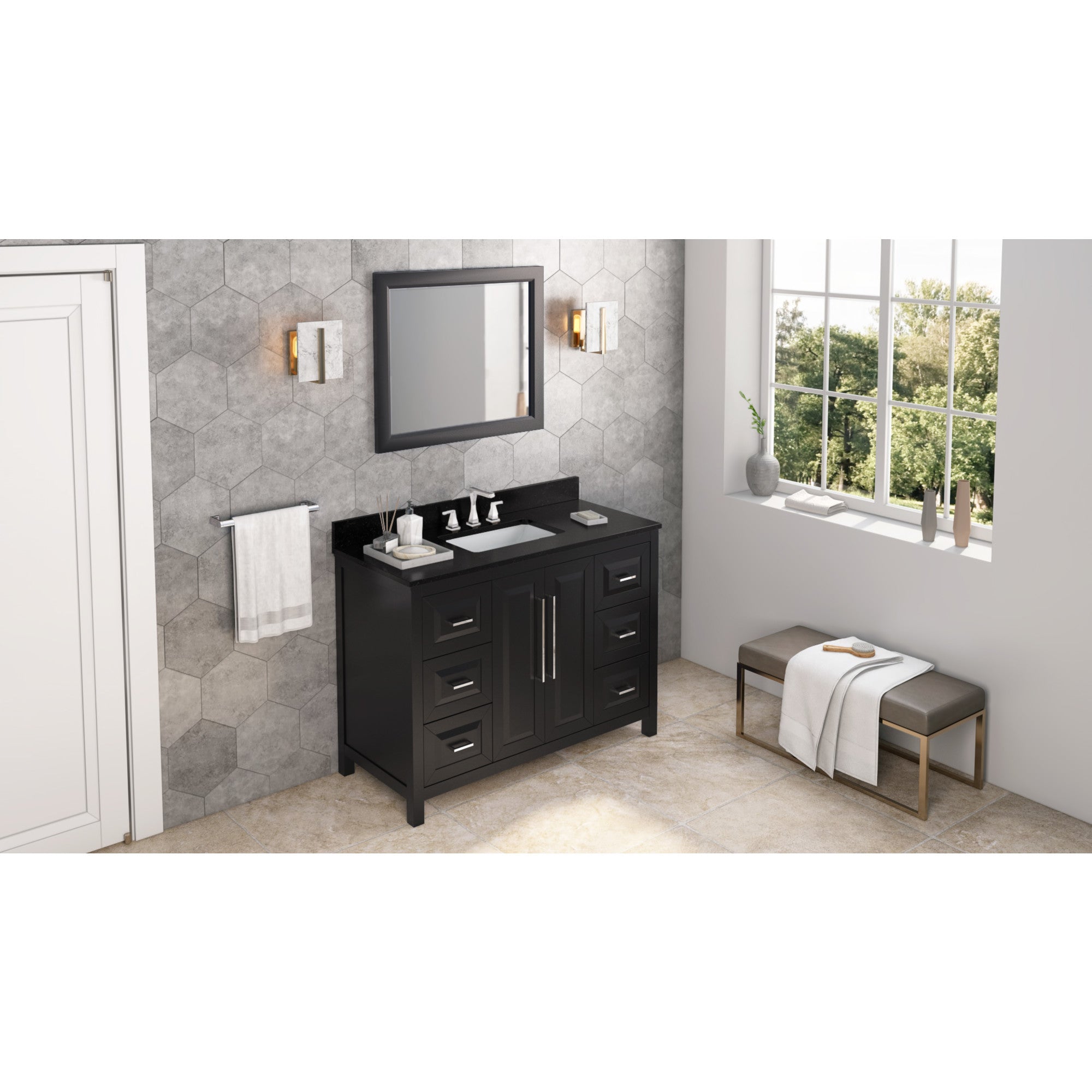 48" Cade Vanity - Black - Black Granite