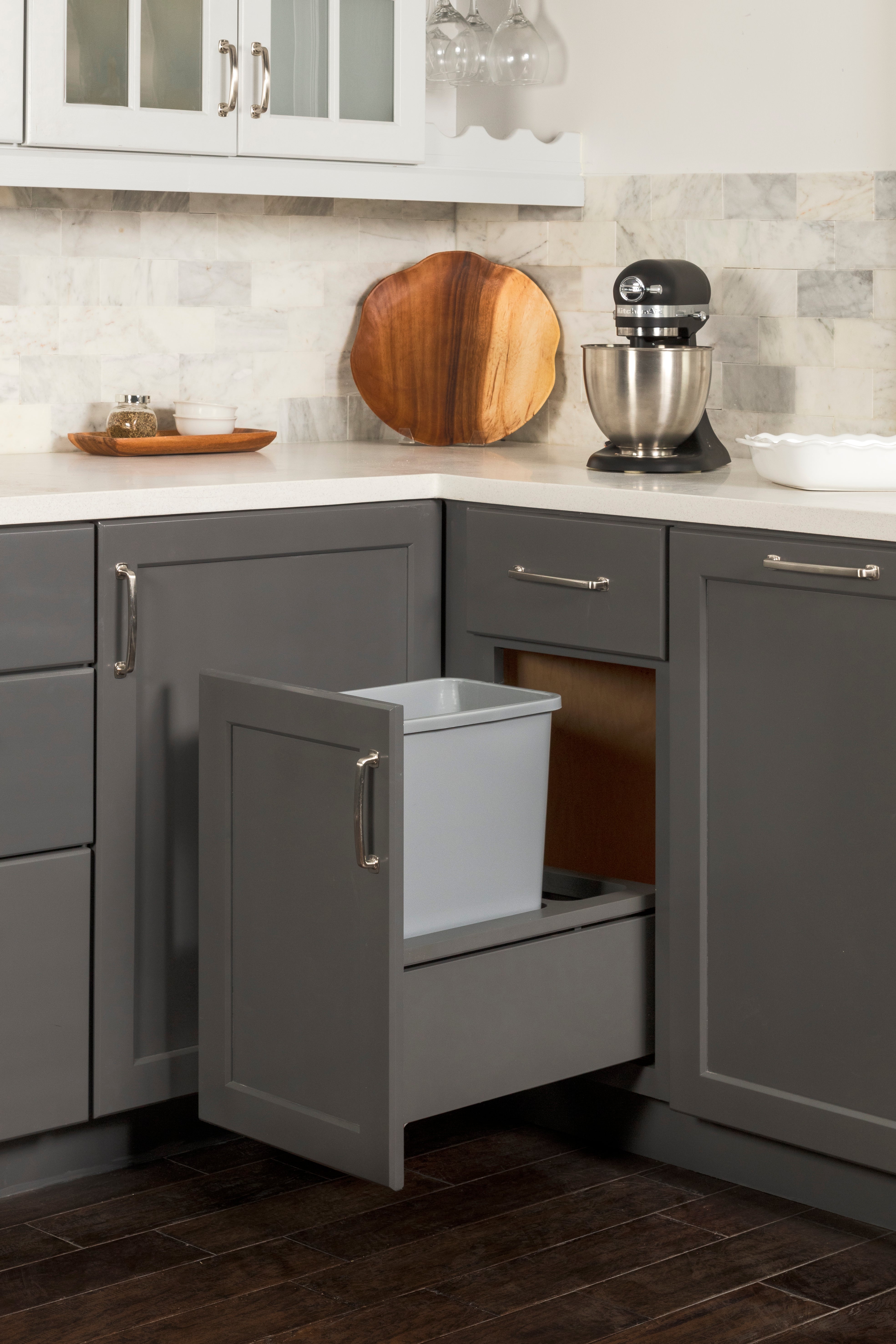 Single 35 Quart Metal Drawer Box Soft-close Trashcan Pullout