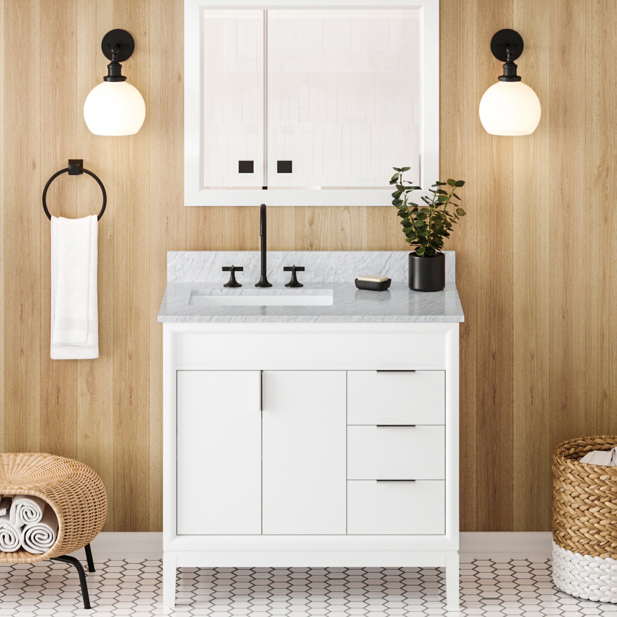 36" Theodora Vanity – Left Offset – White