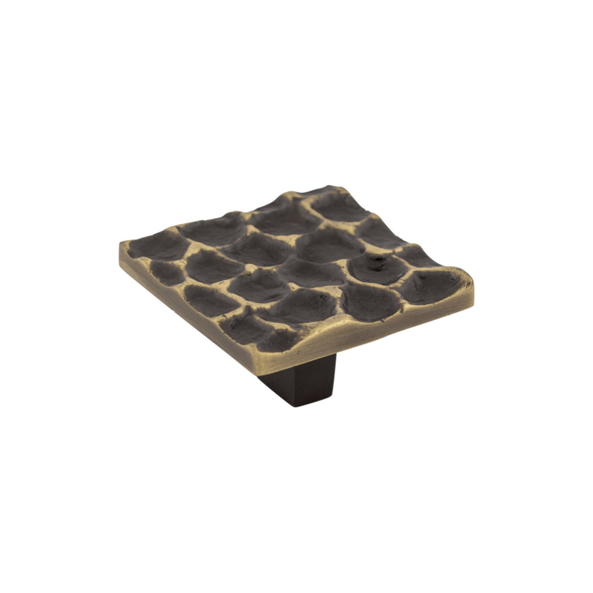 Cobblestone 1 15/16" Length Square Knob - Brass Antique