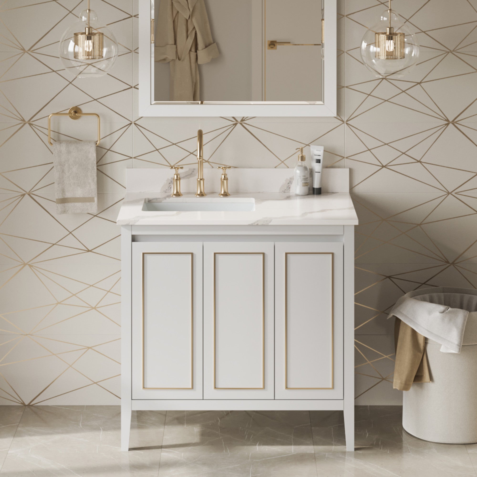 36" Percival Vanity – Left Offset – White