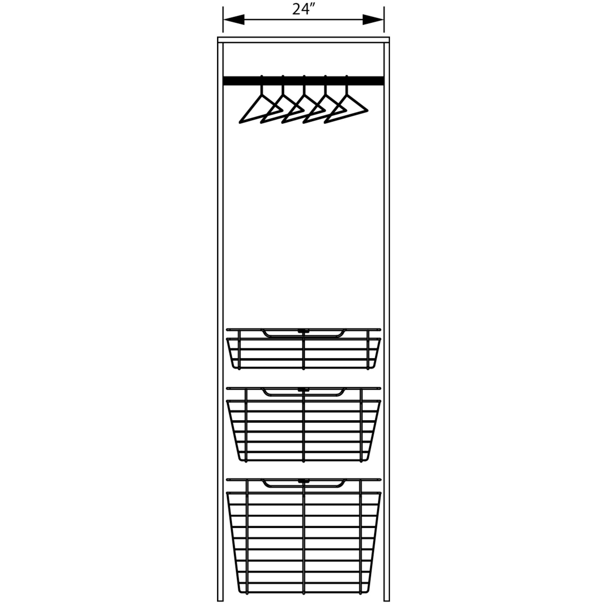 Chrome Closet Pullout Basket with Slides 16"D x 23"W x 6"H