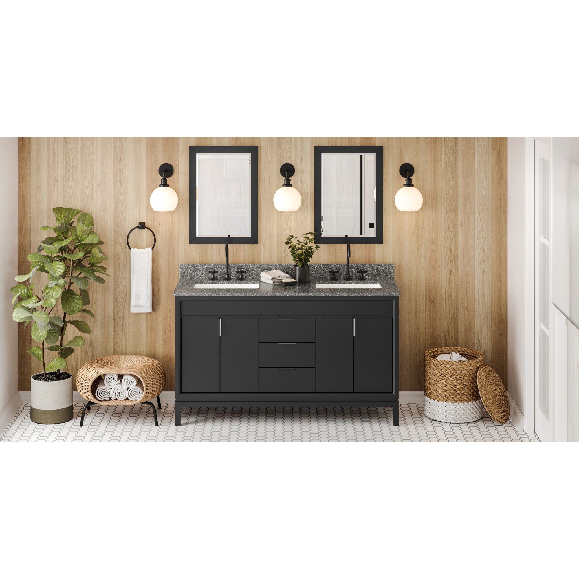 60" Theodora Vanity – Double Bowl – Black