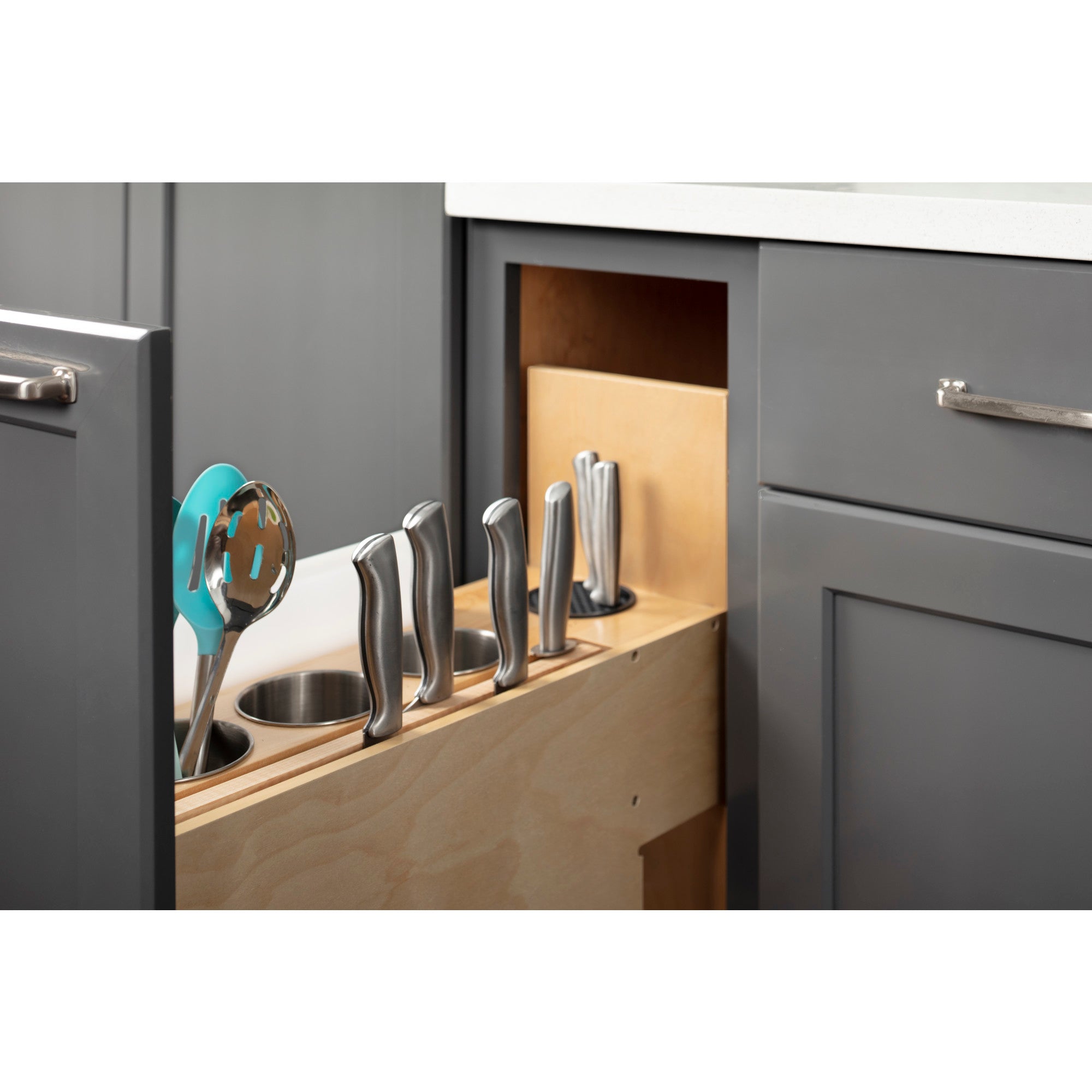 8" "No Wiggle" Magnetic Knife Organizer Soft-close Pullout
