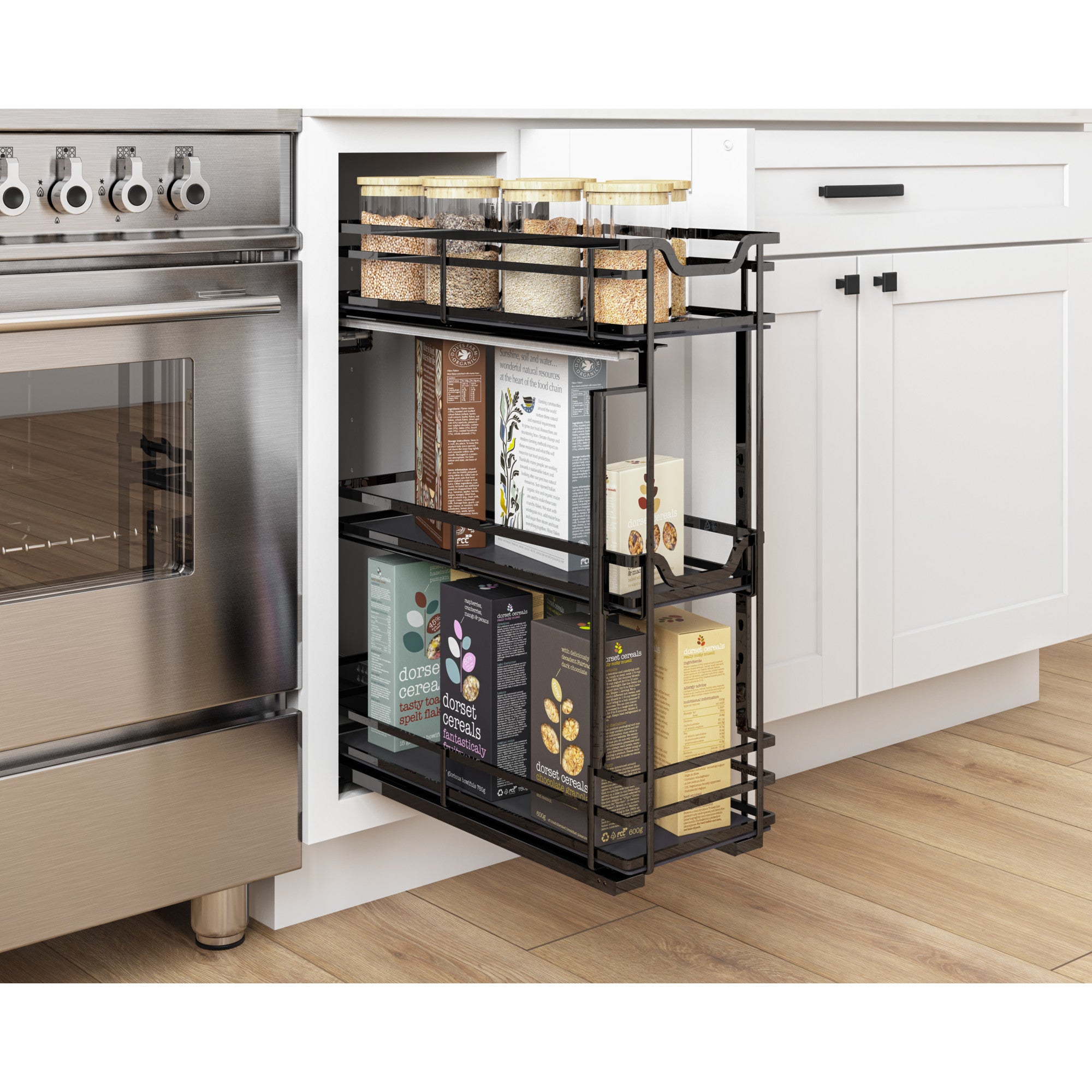 5" Black Nickel STORAGE WITH STYLE® Metal "No Wiggle" Soft-close Base Pullout