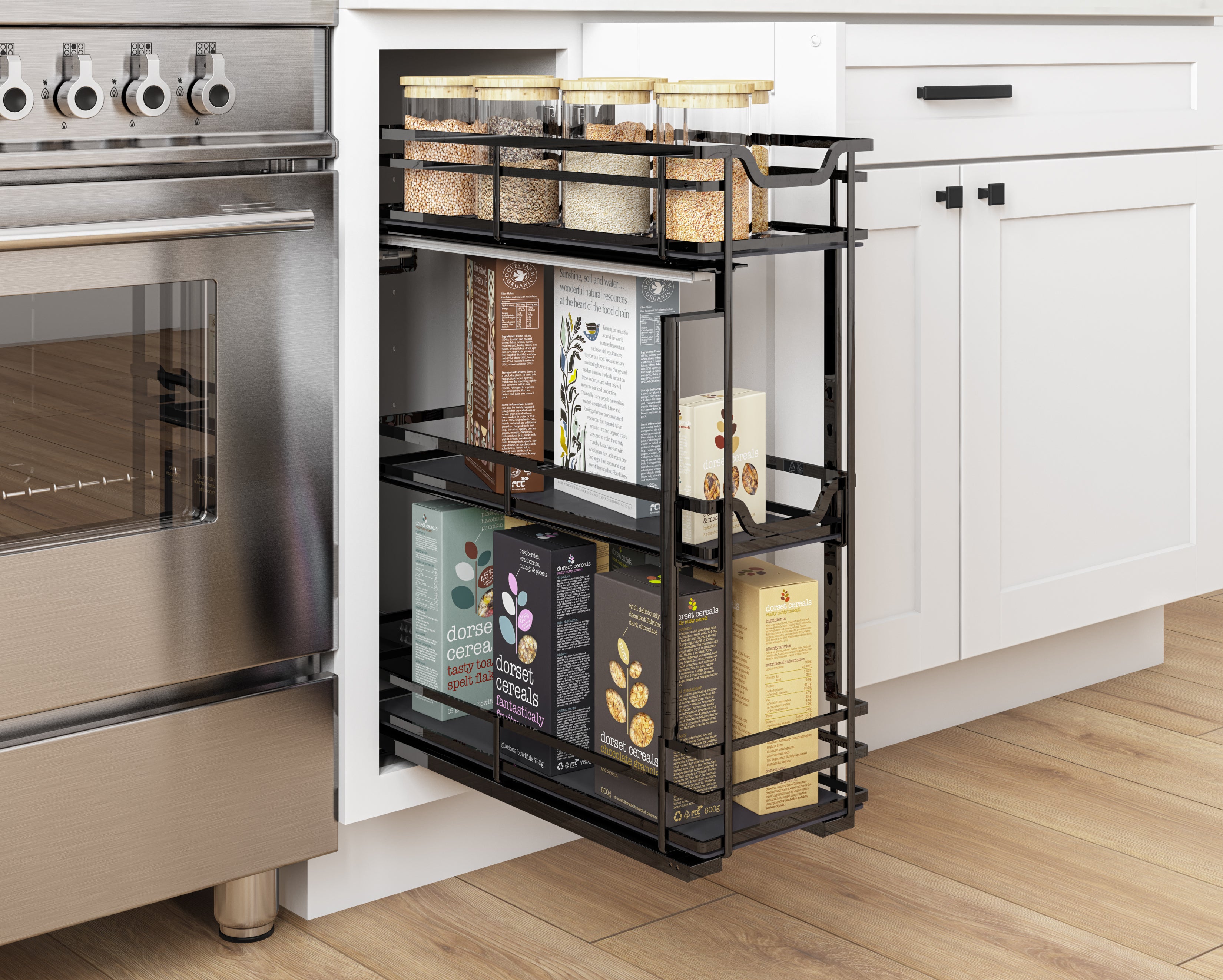 5" Black Nickel STORAGE WITH STYLE® Metal "No Wiggle" Soft-close Base Pullout