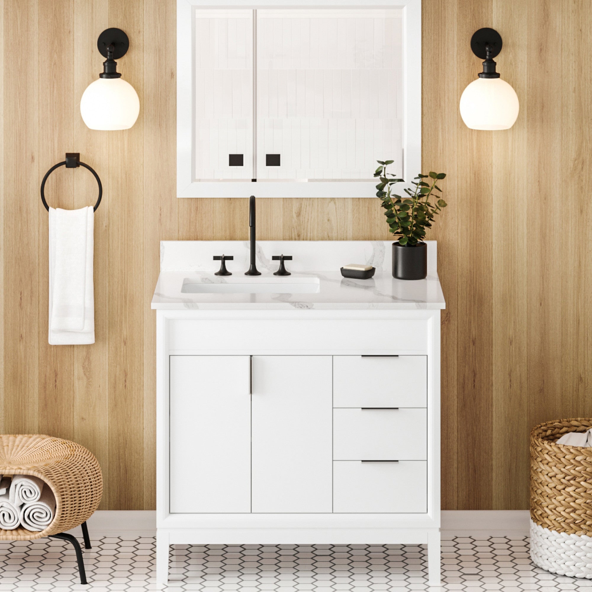 36" Theodora Vanity – Left Offset – White