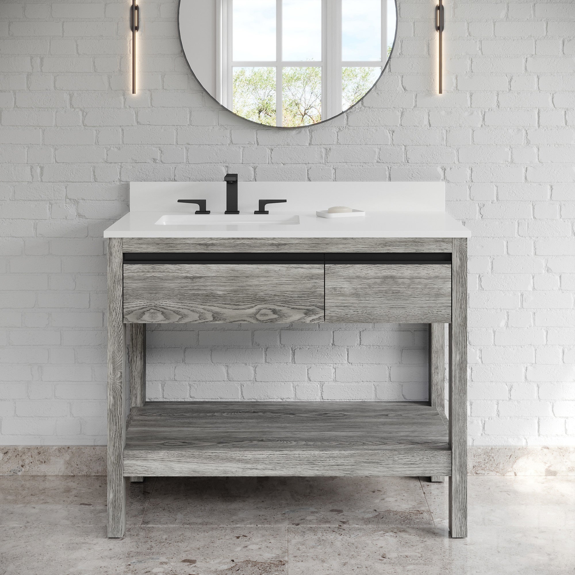 42" Jubilee Vanity – Left Offset – Weathered Grey