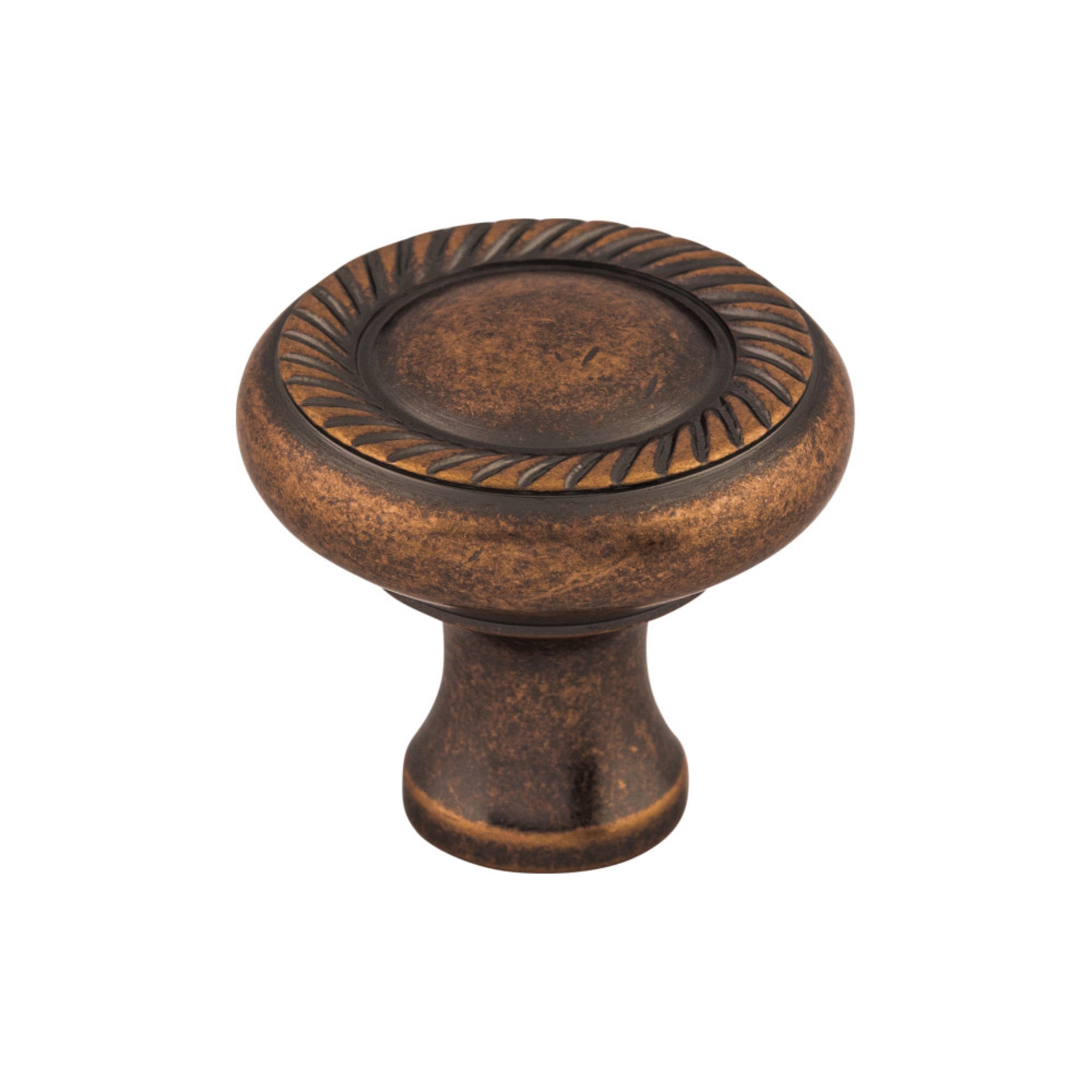 Swirl Cut 1 1/4" Diameter Round Knob - Antique Copper