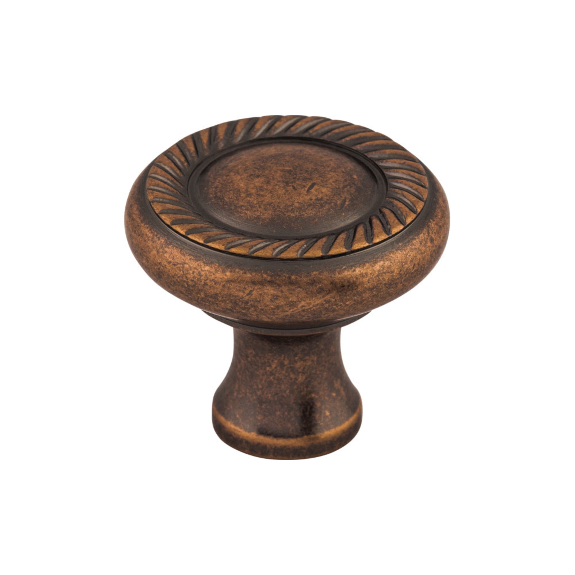 Swirl Cut Round Knob - Antique Copper
