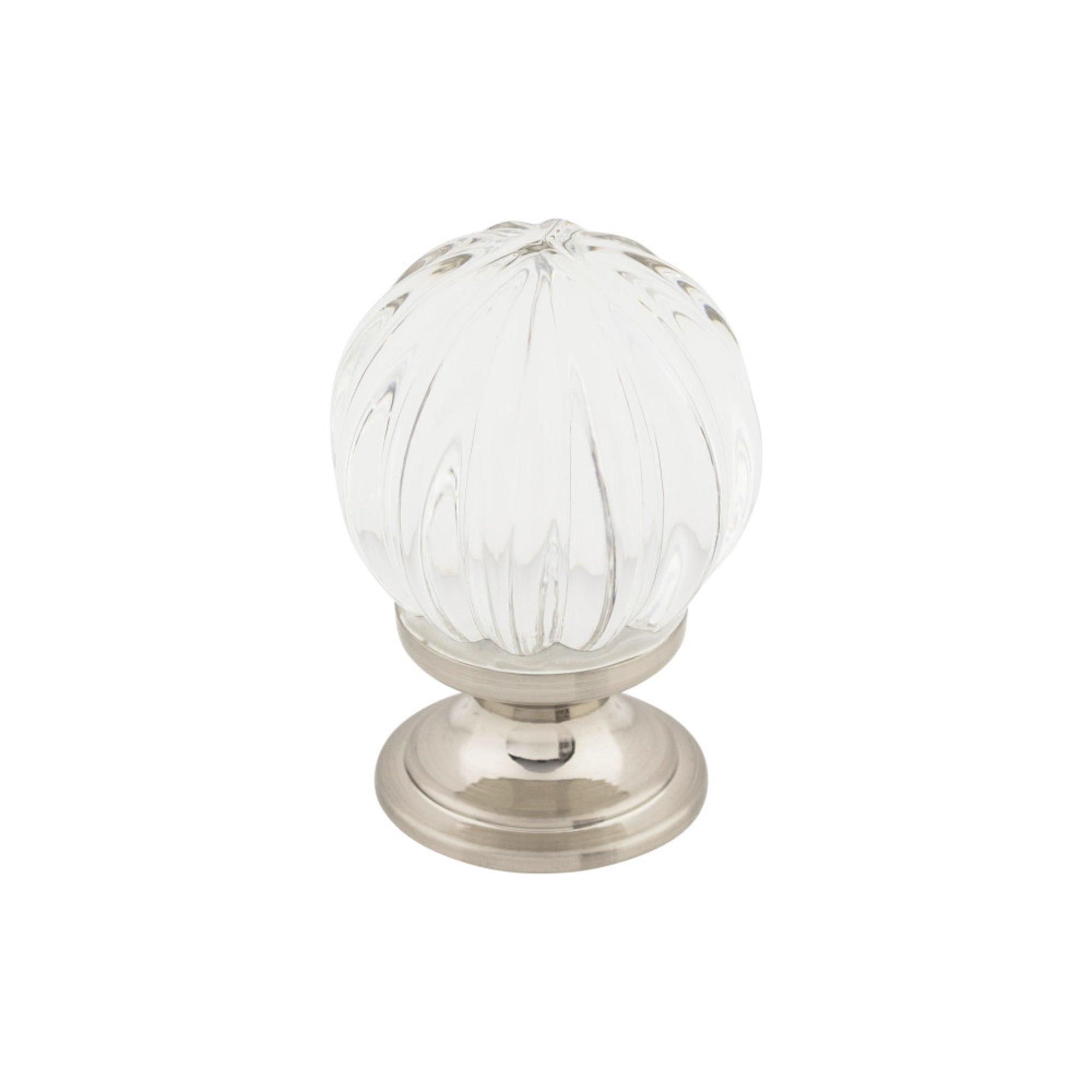 Clear Melon Crystal 1 1/8" Diameter Round Knob - Brushed Satin Nickel