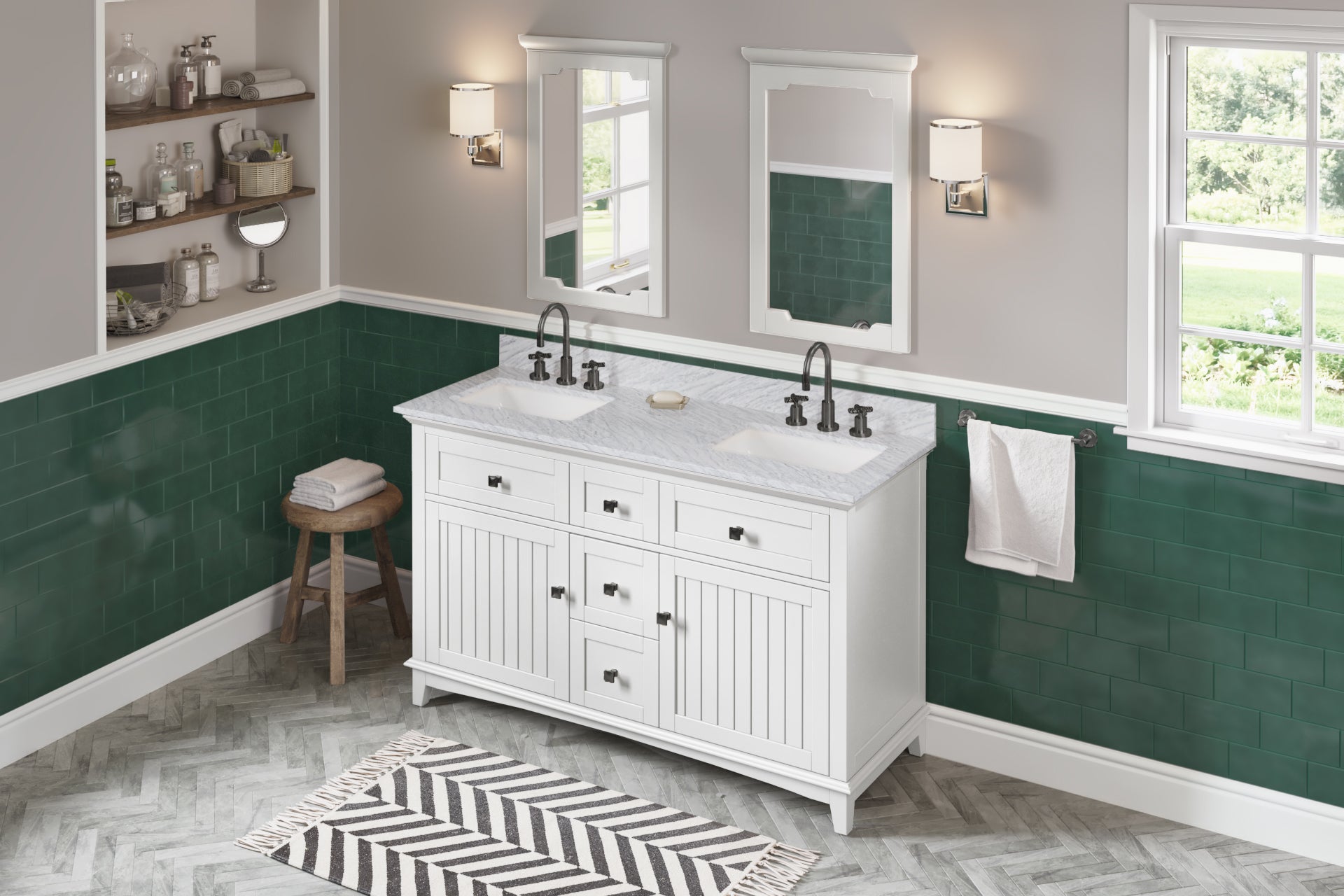 60" Savino Vanity – Double Bowl – White