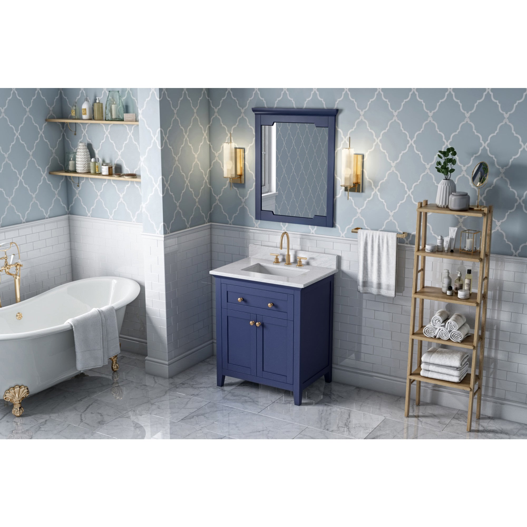 22" W x 1-1/2" D x 34" H Hale Blue Chatham mirror