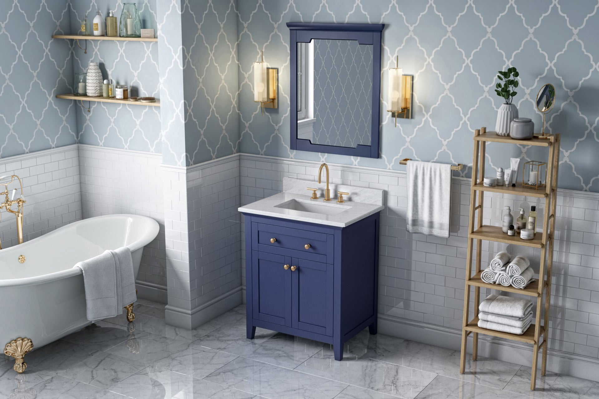 22" W x 1-1/2" D x 34" H Hale Blue Chatham mirror