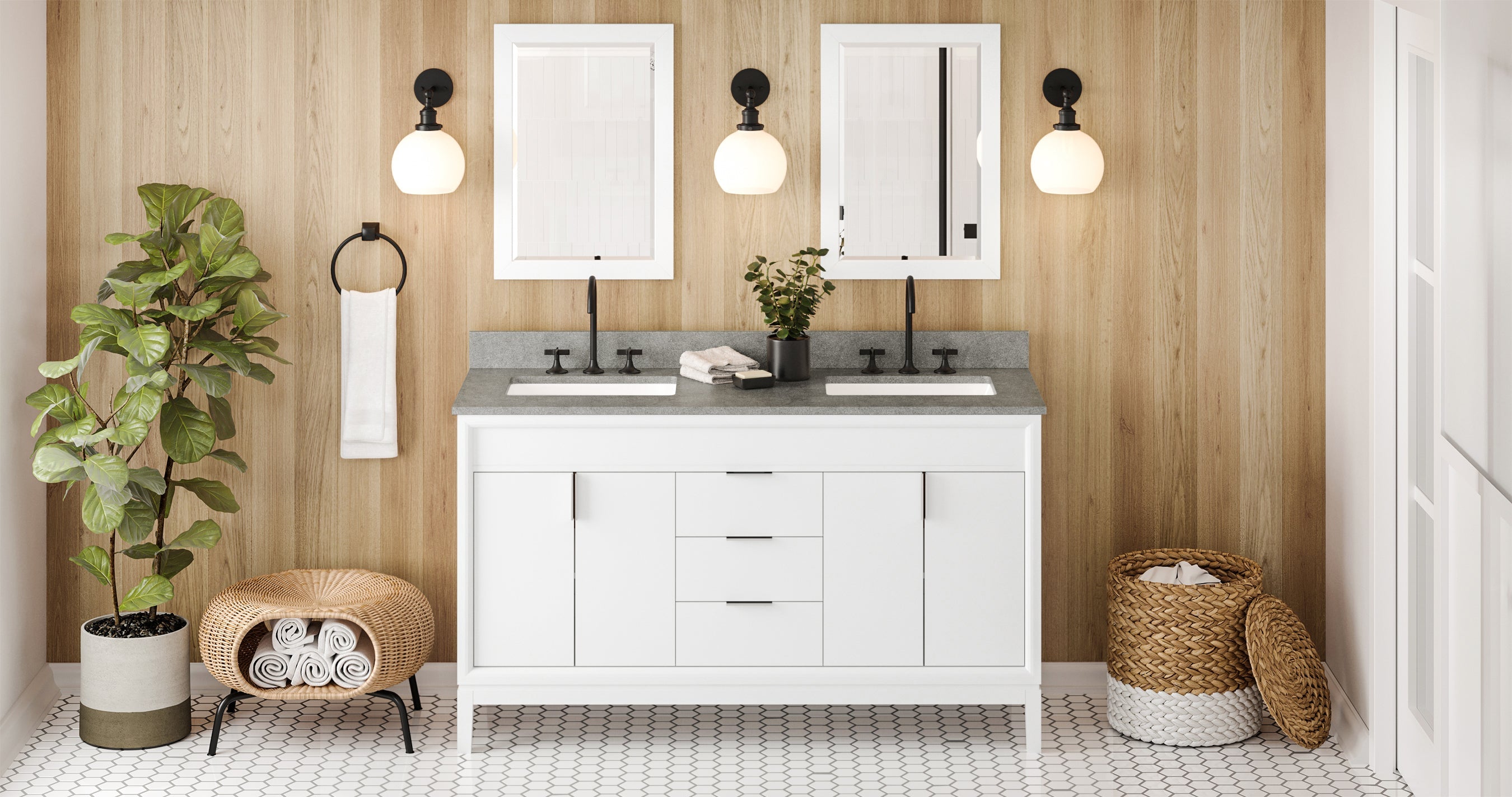 60" Theodora Vanity – Double Bowl – White